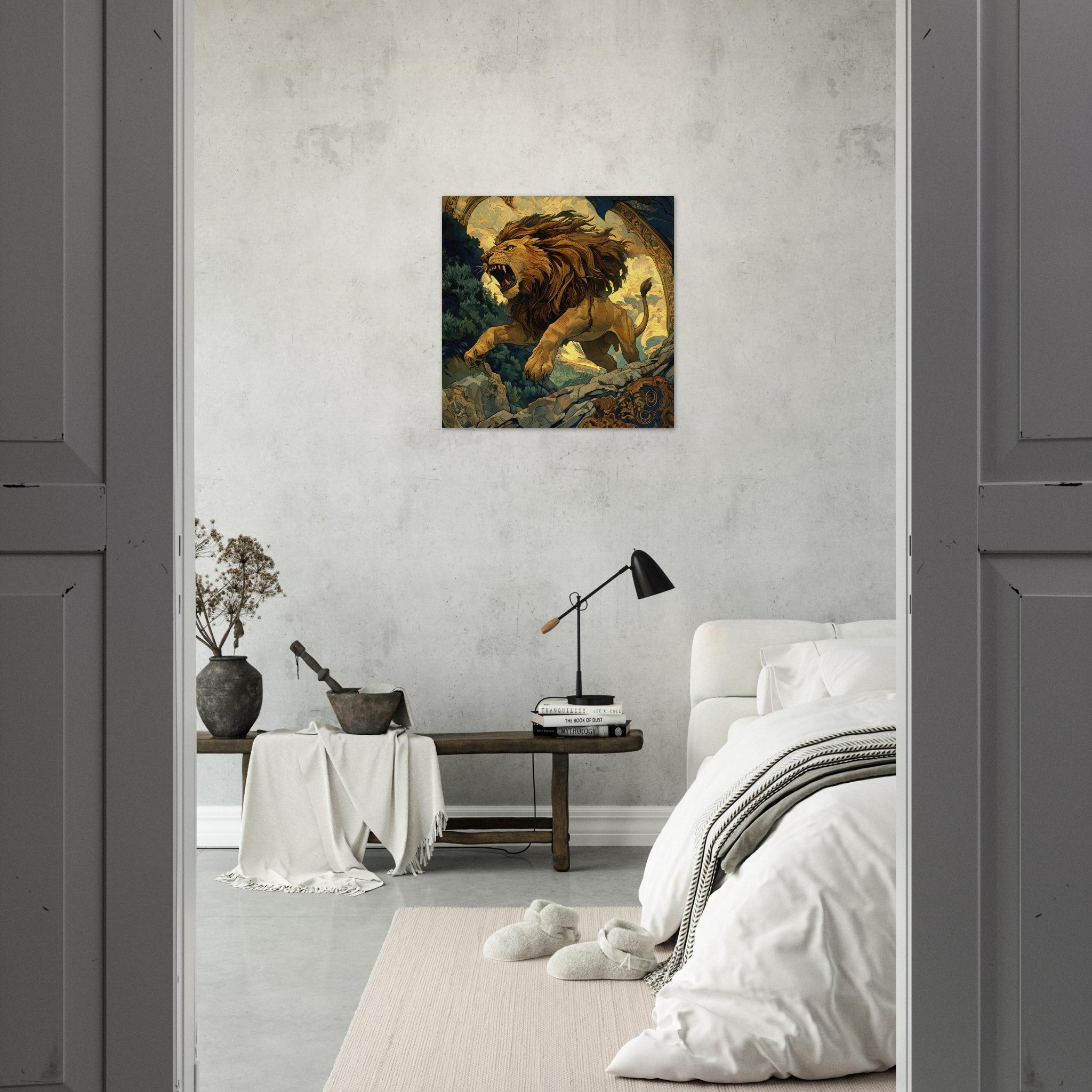 Aluminum Print Square - The Nemean Lion - Shop Ai Art WebShop - Digital Art online Store