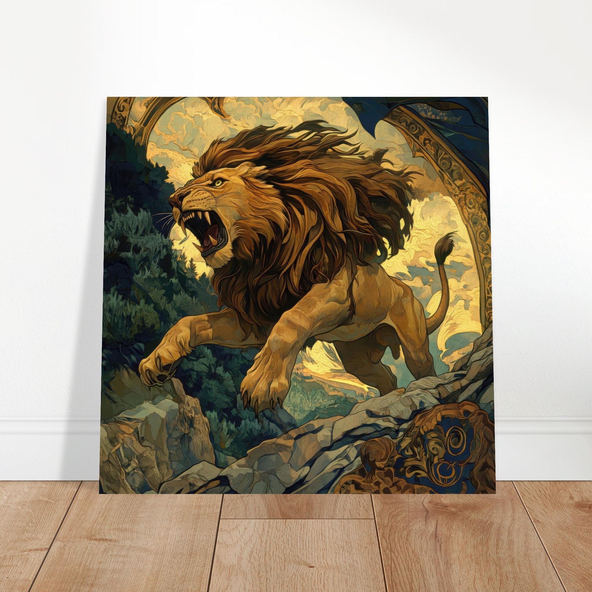 Aluminum Print Square - The Nemean Lion - Shop Ai Art WebShop - Digital Art online Store