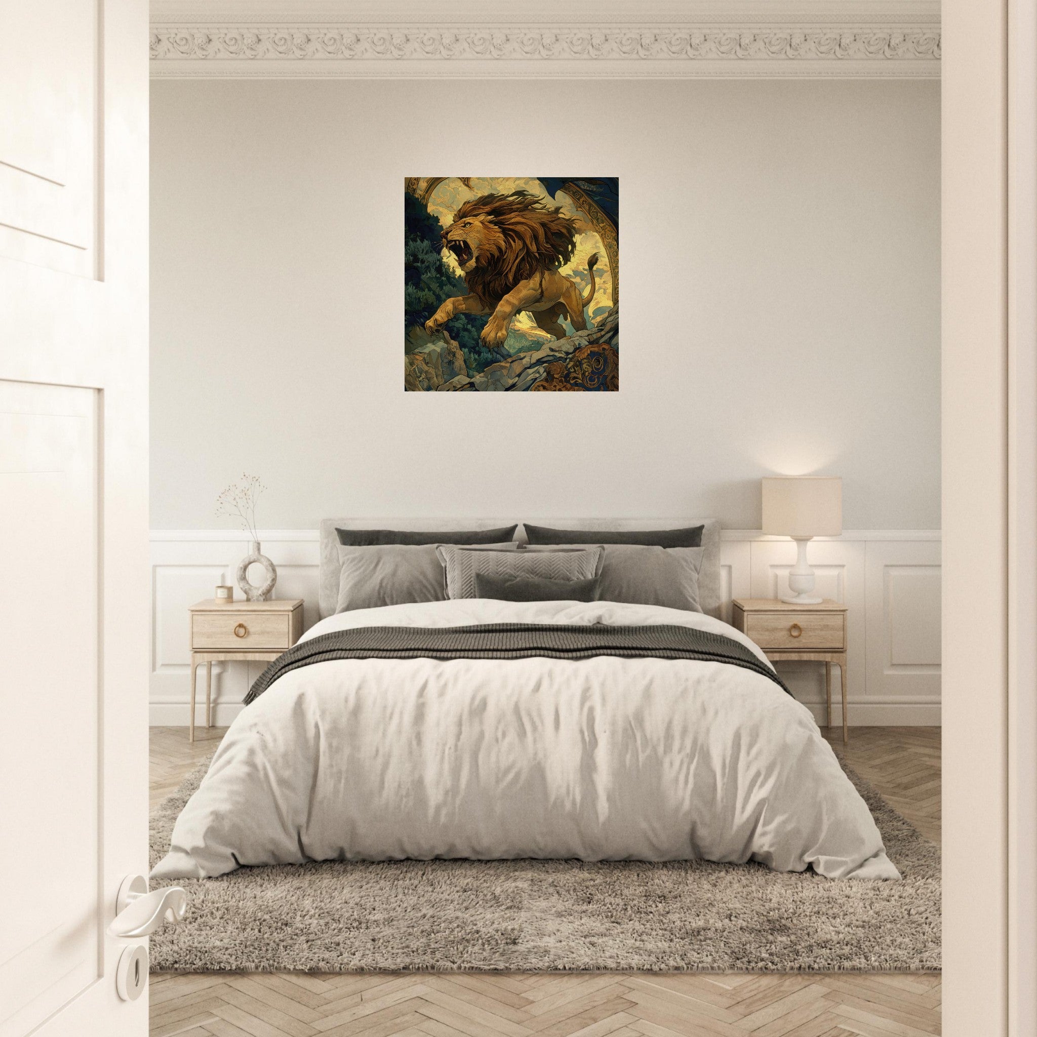 Aluminum Print Square - The Nemean Lion - Shop Ai Art WebShop - Digital Art online Store