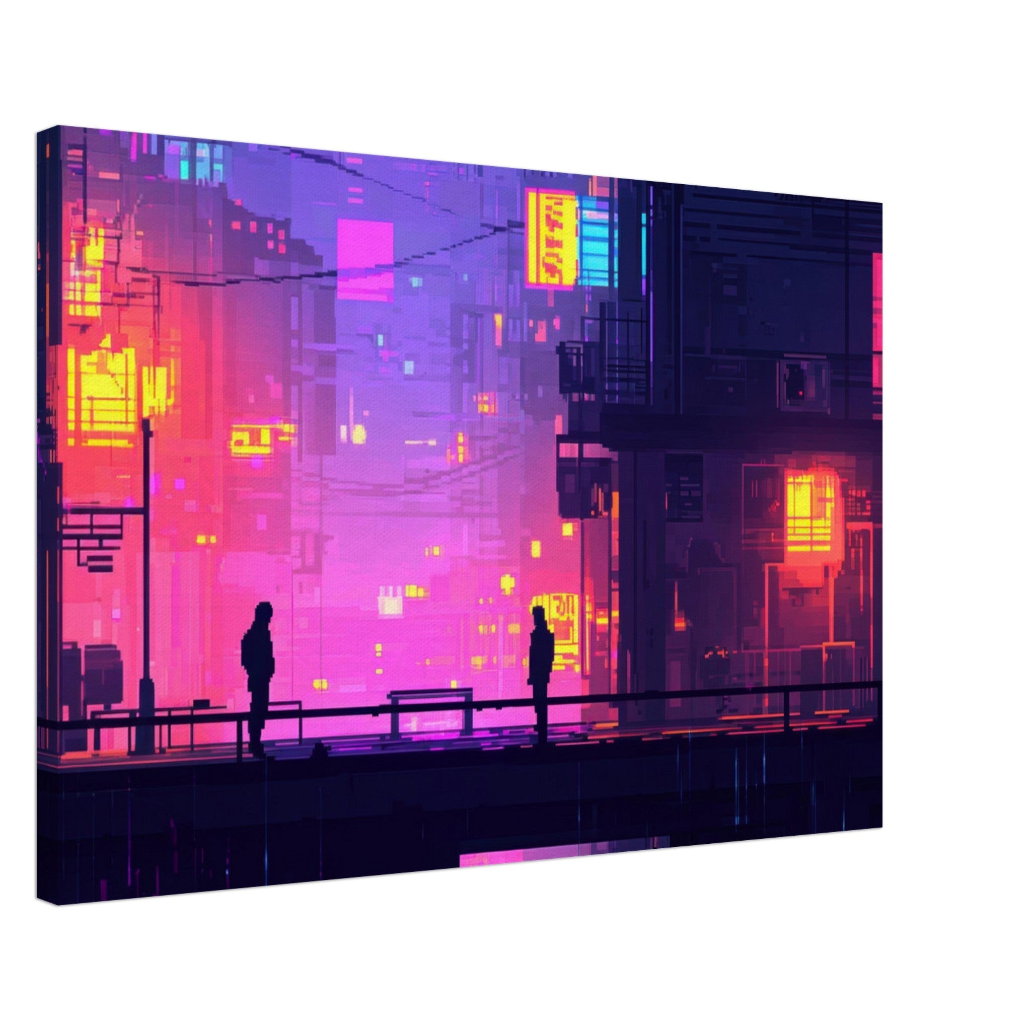 Canvas Landscape - A city where neon lights create impossible rifle 5 - Shop Ai Art WebShop - Digital Art online Store