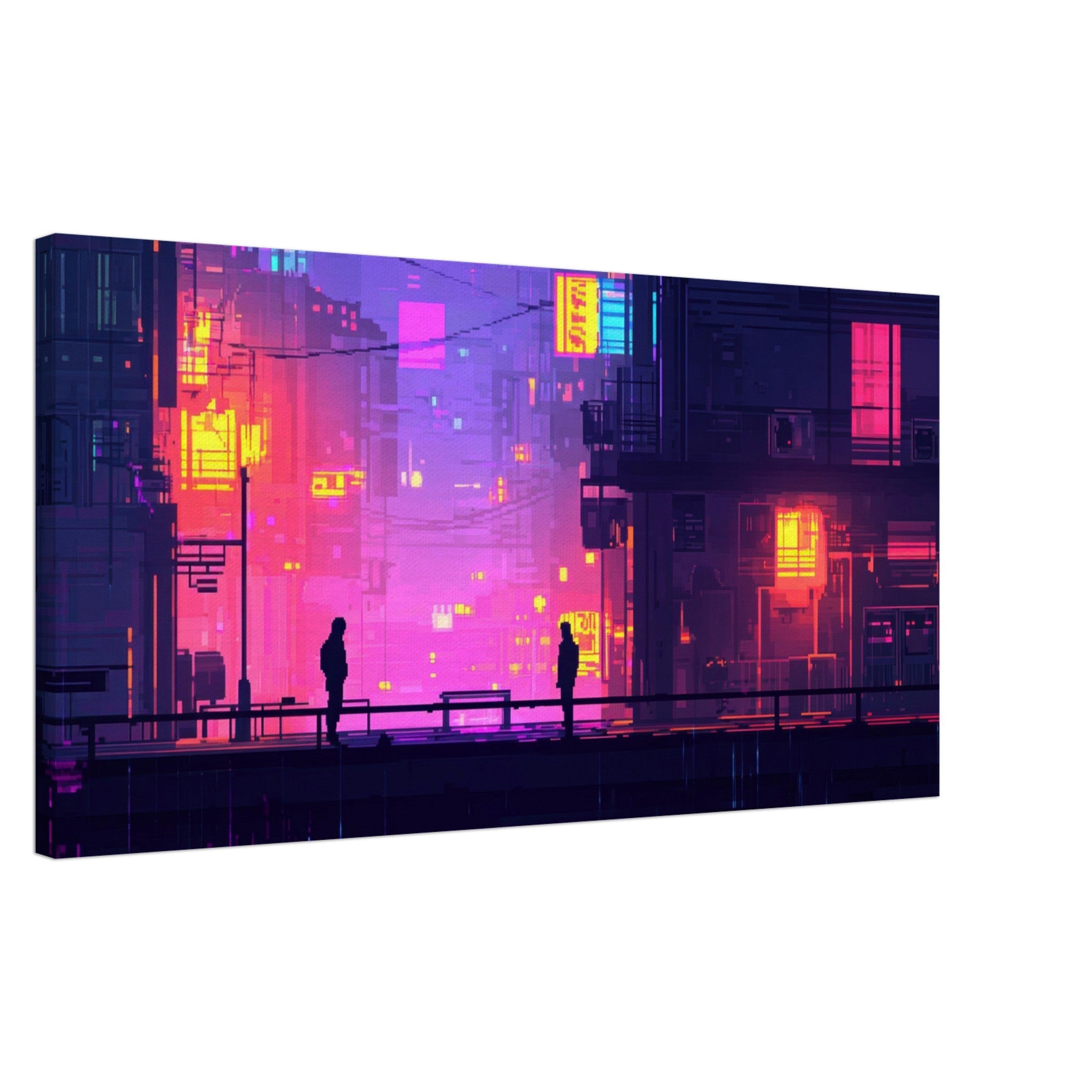 Canvas Landscape - A city where neon lights create impossible rifle 5 - Shop Ai Art WebShop - Digital Art online Store