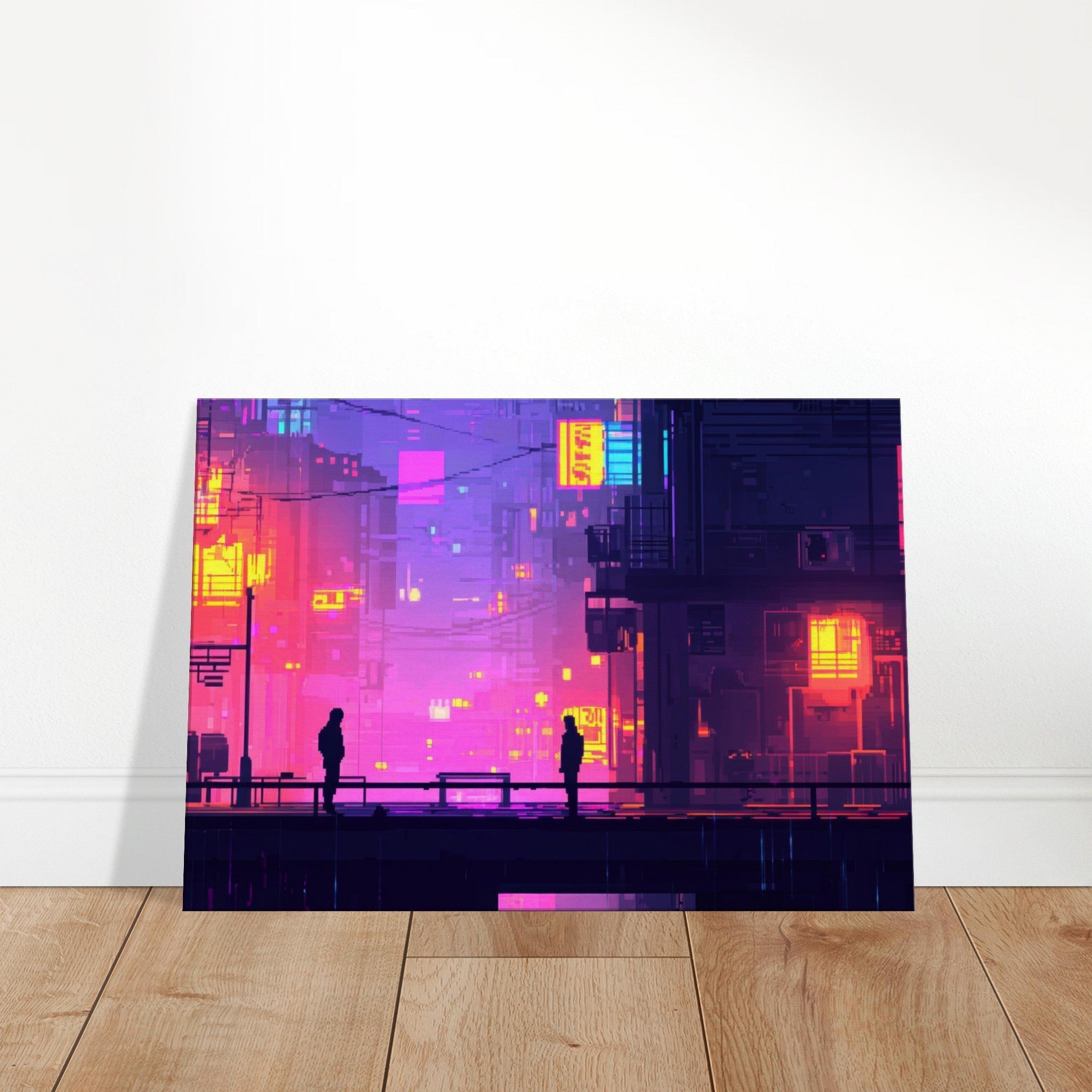 Canvas Landscape - A city where neon lights create impossible rifle 5 - Shop Ai Art WebShop - Digital Art online Store