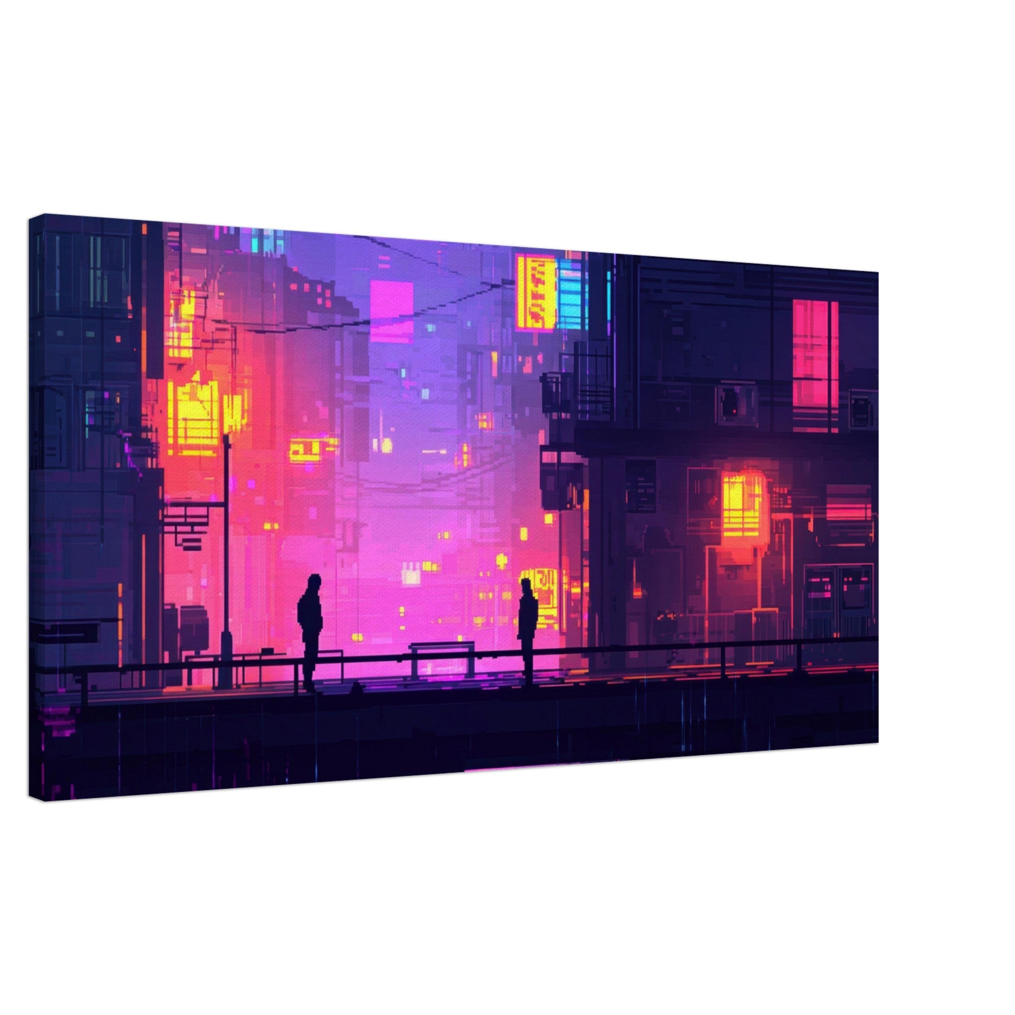 Canvas Landscape - A city where neon lights create impossible rifle 5 - Shop Ai Art WebShop - Digital Art online Store