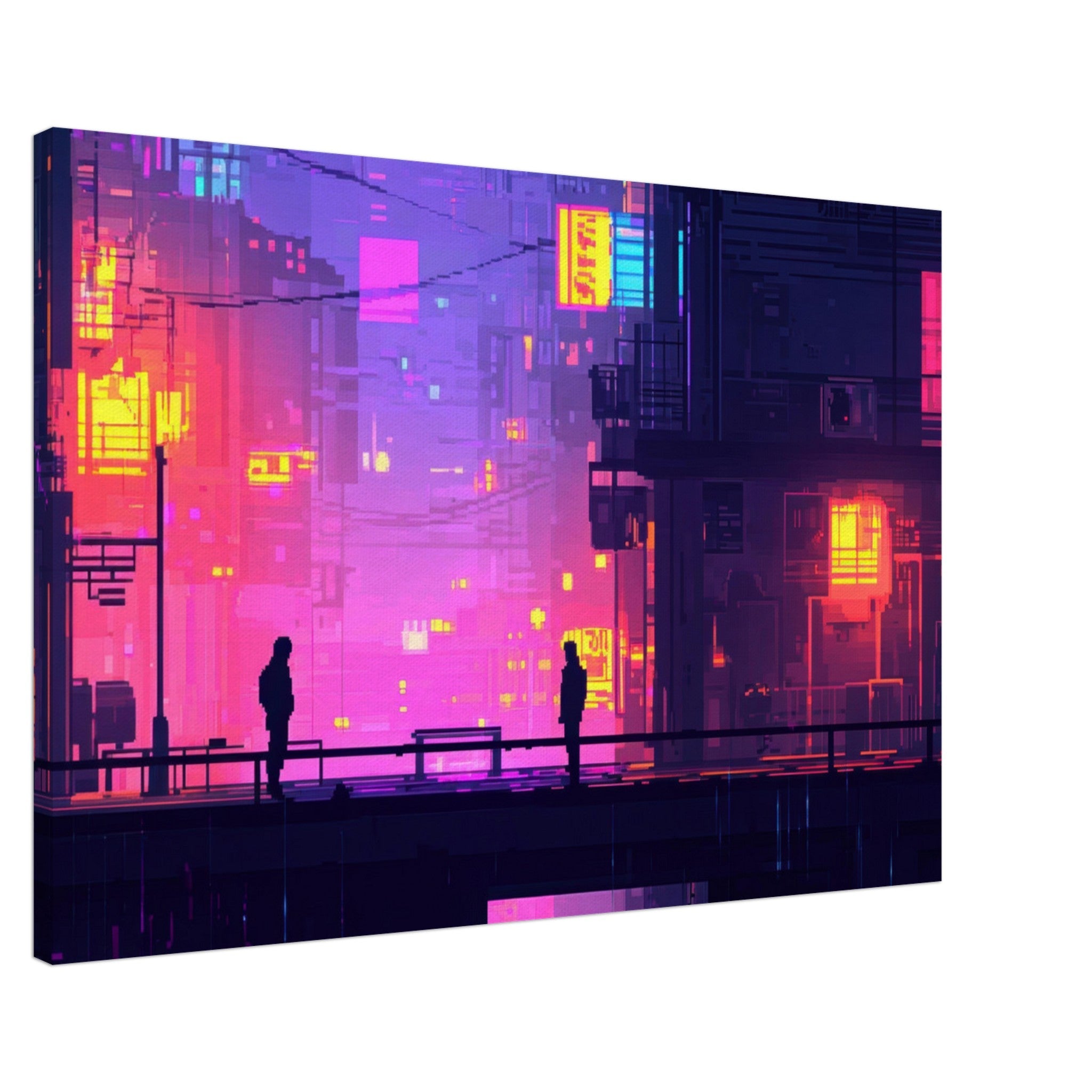 Canvas Landscape - A city where neon lights create impossible rifle 5 - Shop Ai Art WebShop - Digital Art online Store