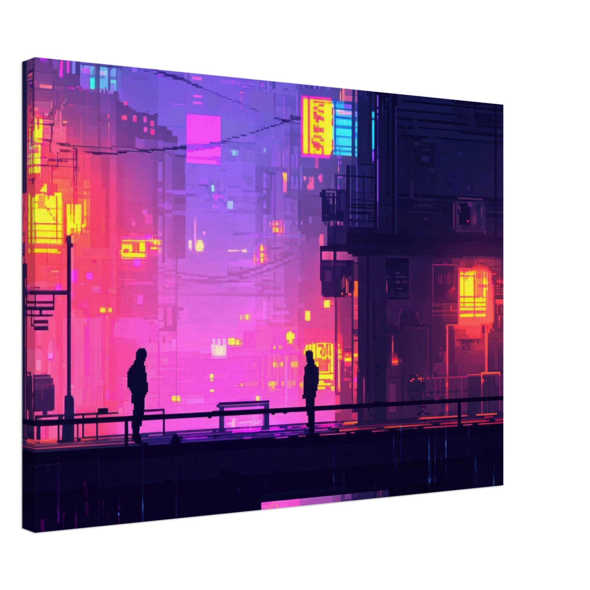 Canvas Landscape - A city where neon lights create impossible rifle 5 - Shop Ai Art WebShop - Digital Art online Store