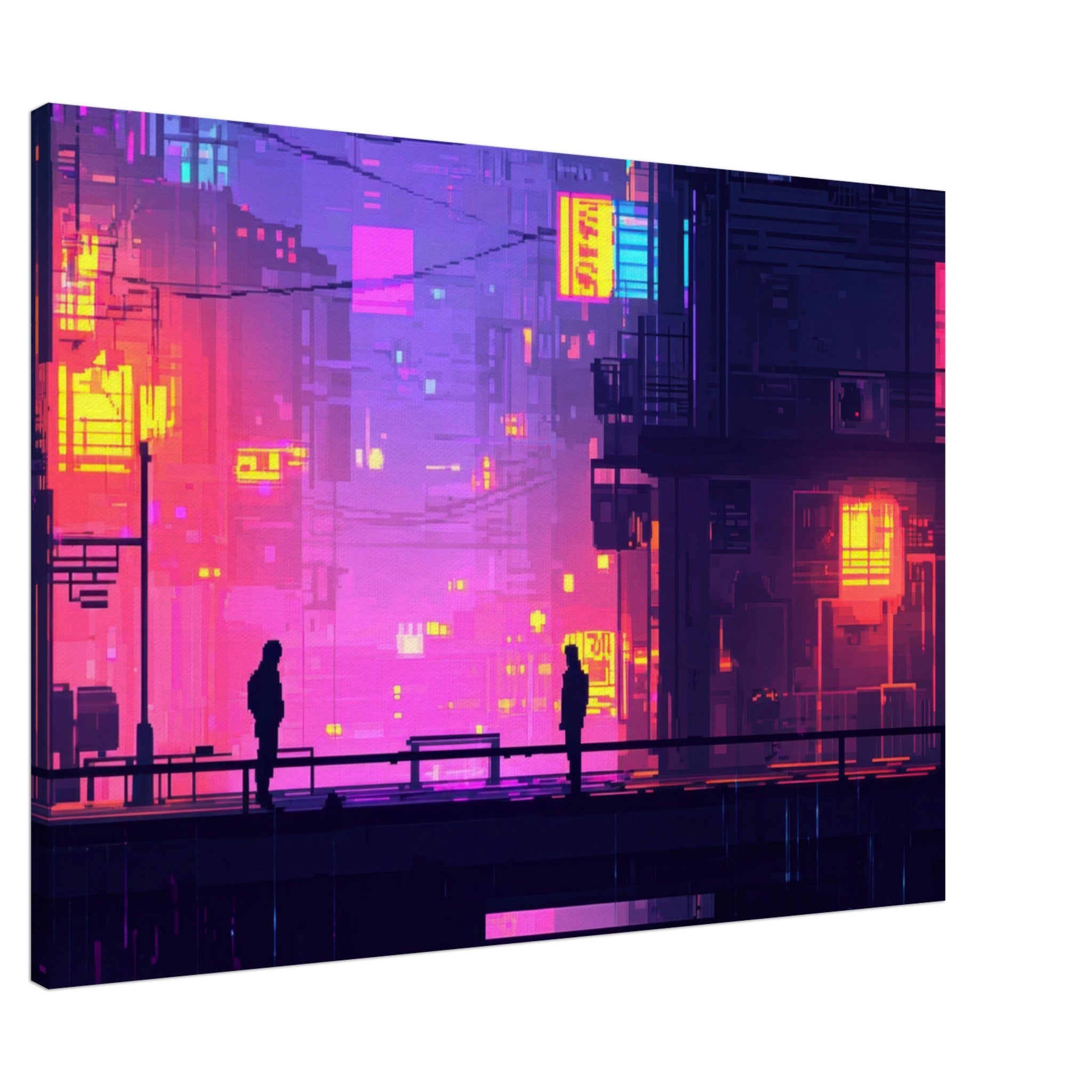 Canvas Landscape - A city where neon lights create impossible rifle 5 - Shop Ai Art WebShop - Digital Art online Store