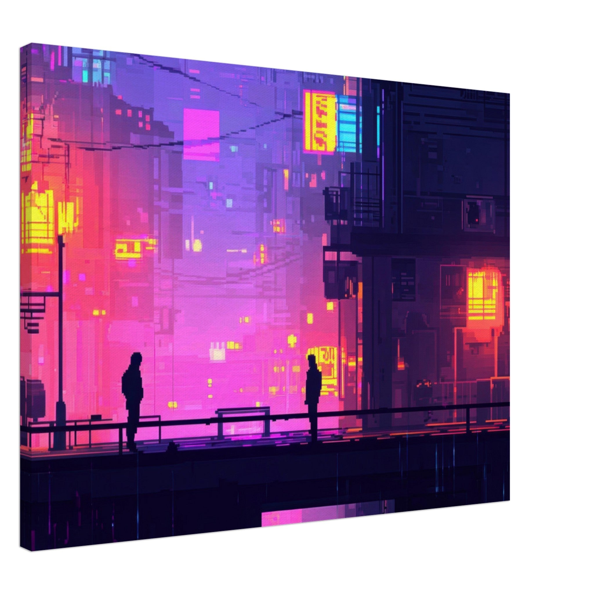 Canvas Landscape - A city where neon lights create impossible rifle 5 - Shop Ai Art WebShop - Digital Art online Store