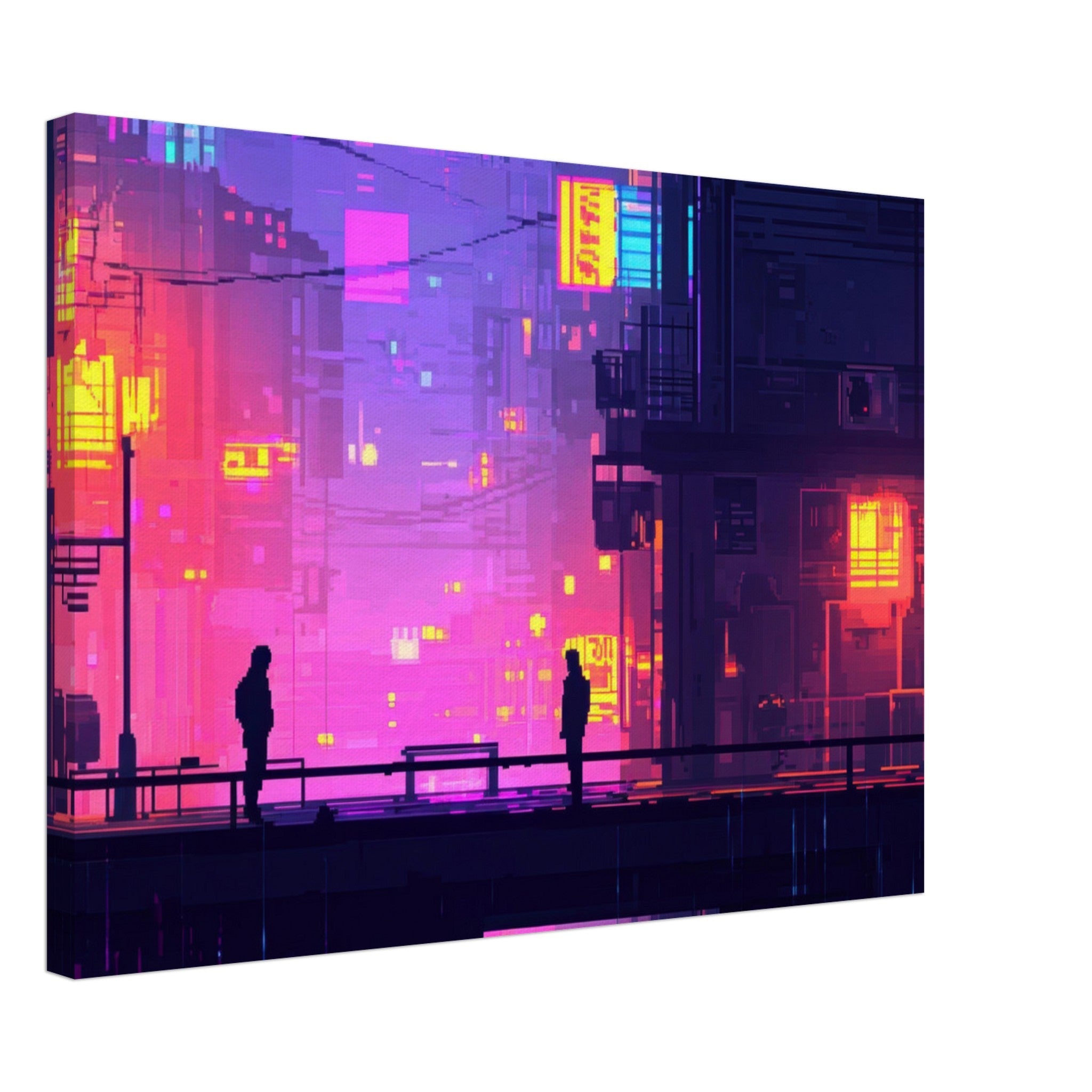 Canvas Landscape - A city where neon lights create impossible rifle 5 - Shop Ai Art WebShop - Digital Art online Store