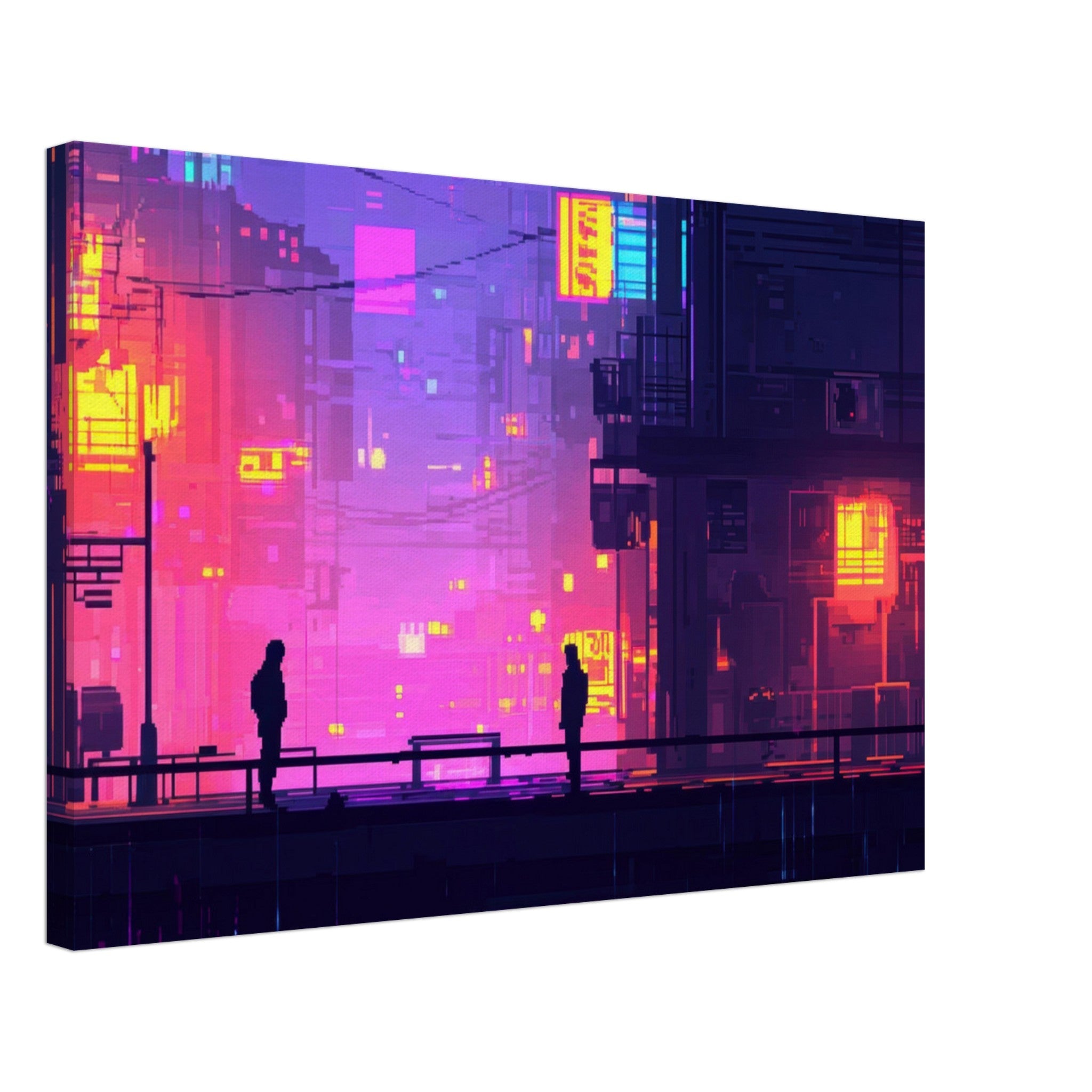 Canvas Landscape - A city where neon lights create impossible rifle 5 - Shop Ai Art WebShop - Digital Art online Store