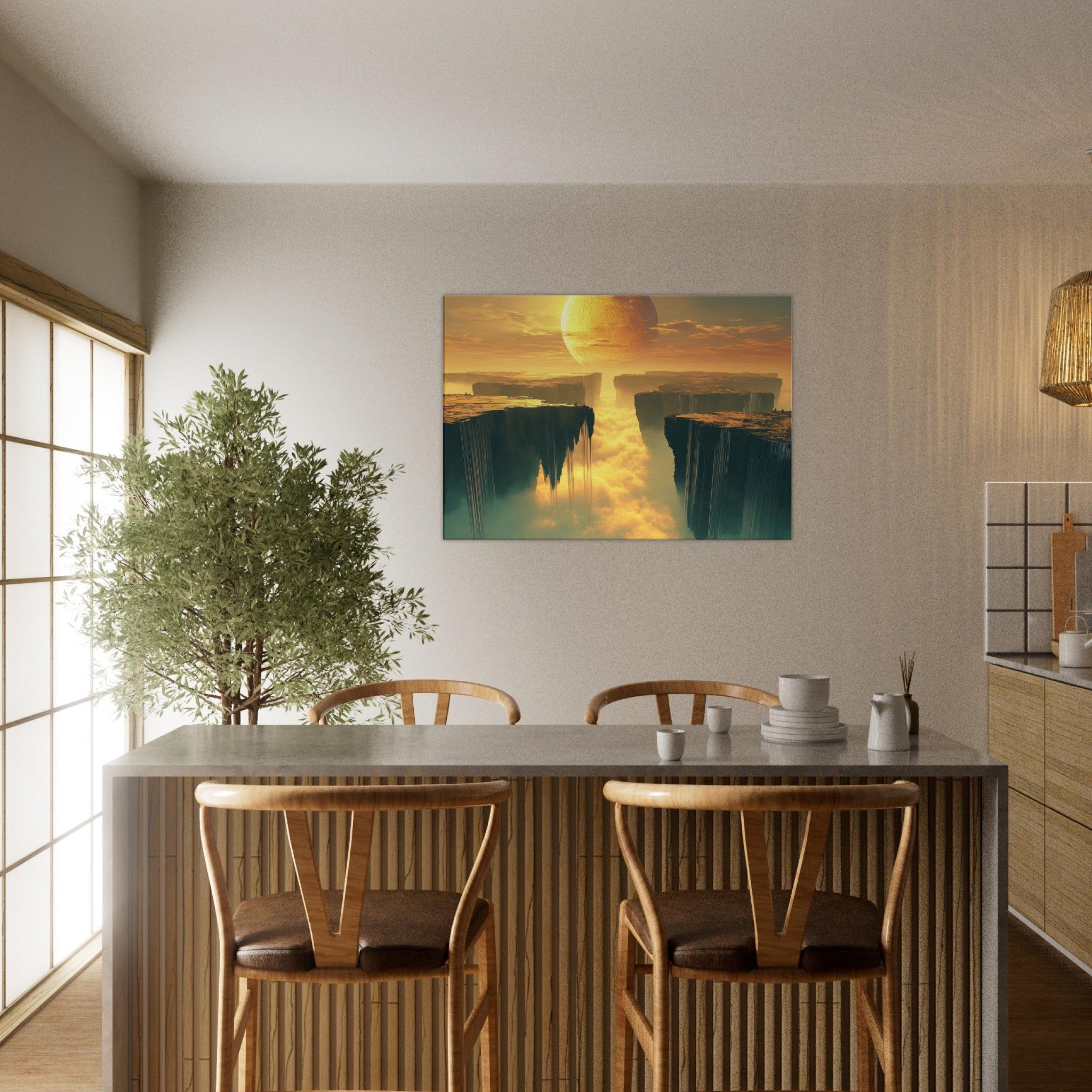 Canvas Landscape - A vast dreamscape with levitating islands a mass 3 - Ai Art Force
