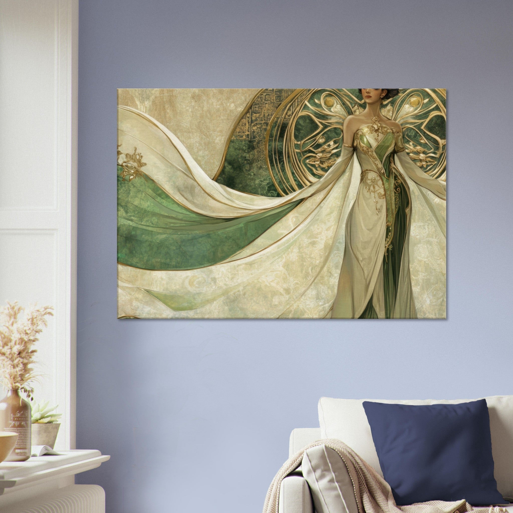 Canvas Landscape - Alien Royalty in Art Nouveau Elegance A portrait 4 - Shop Ai Art WebShop - Digital Art online Store