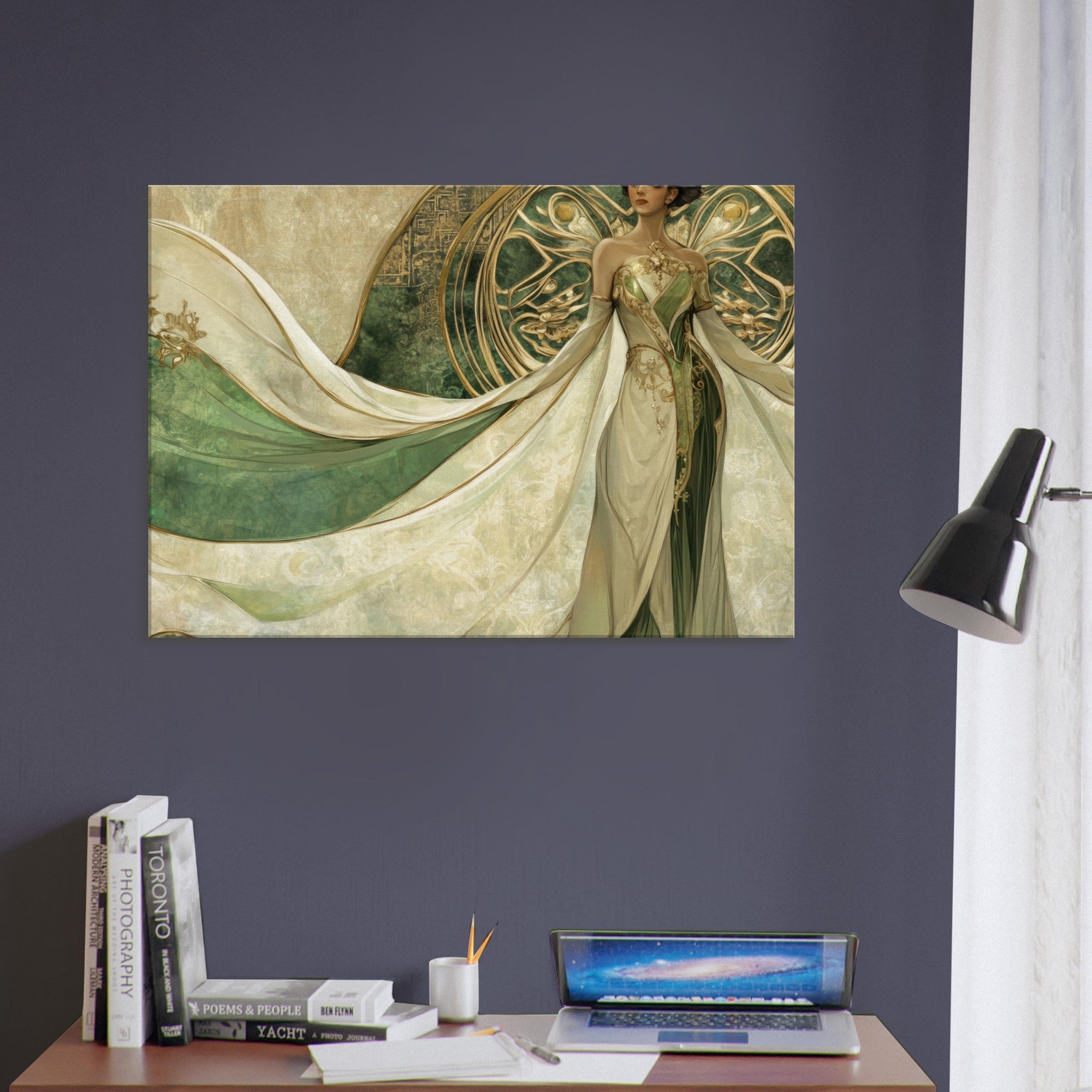 Canvas Landscape - Alien Royalty in Art Nouveau Elegance A portrait 4 - Shop Ai Art WebShop - Digital Art online Store