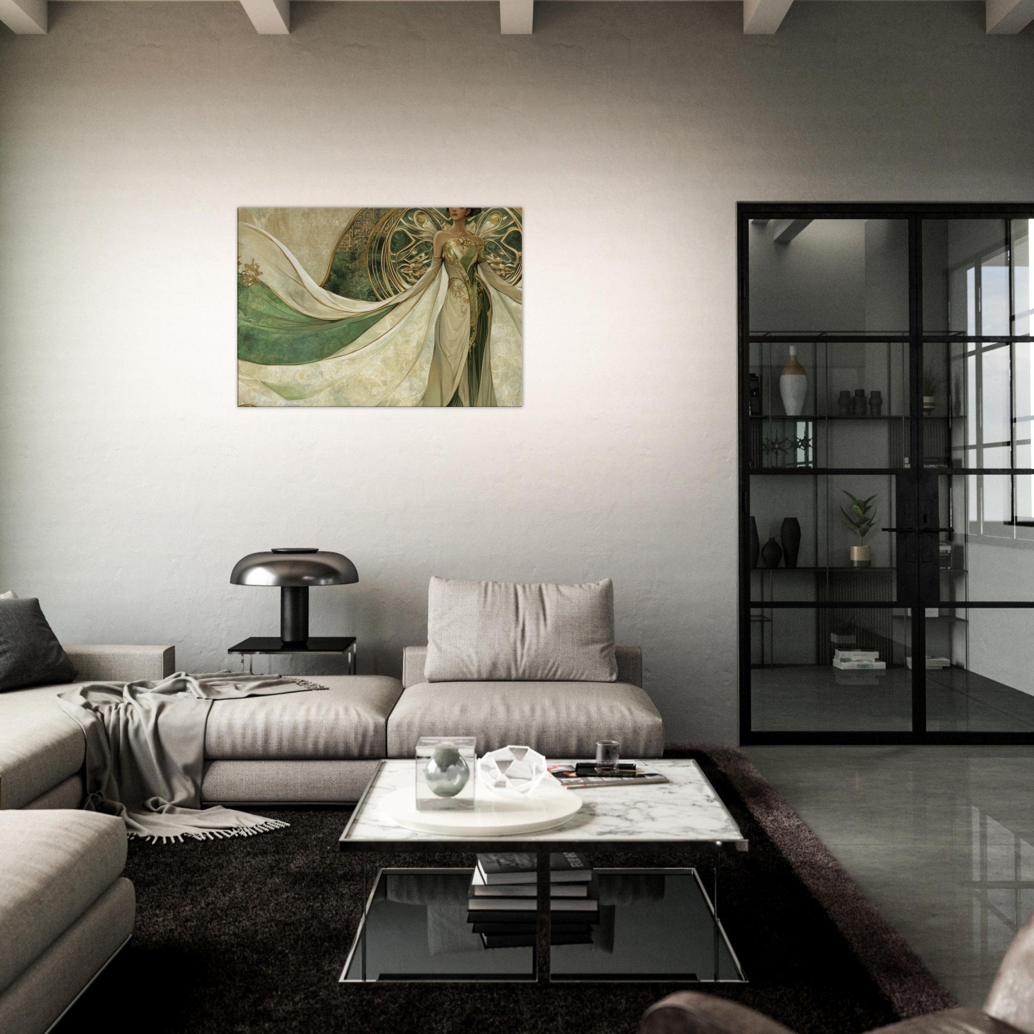 Canvas Landscape - Alien Royalty in Art Nouveau Elegance A portrait 4 - Shop Ai Art WebShop - Digital Art online Store