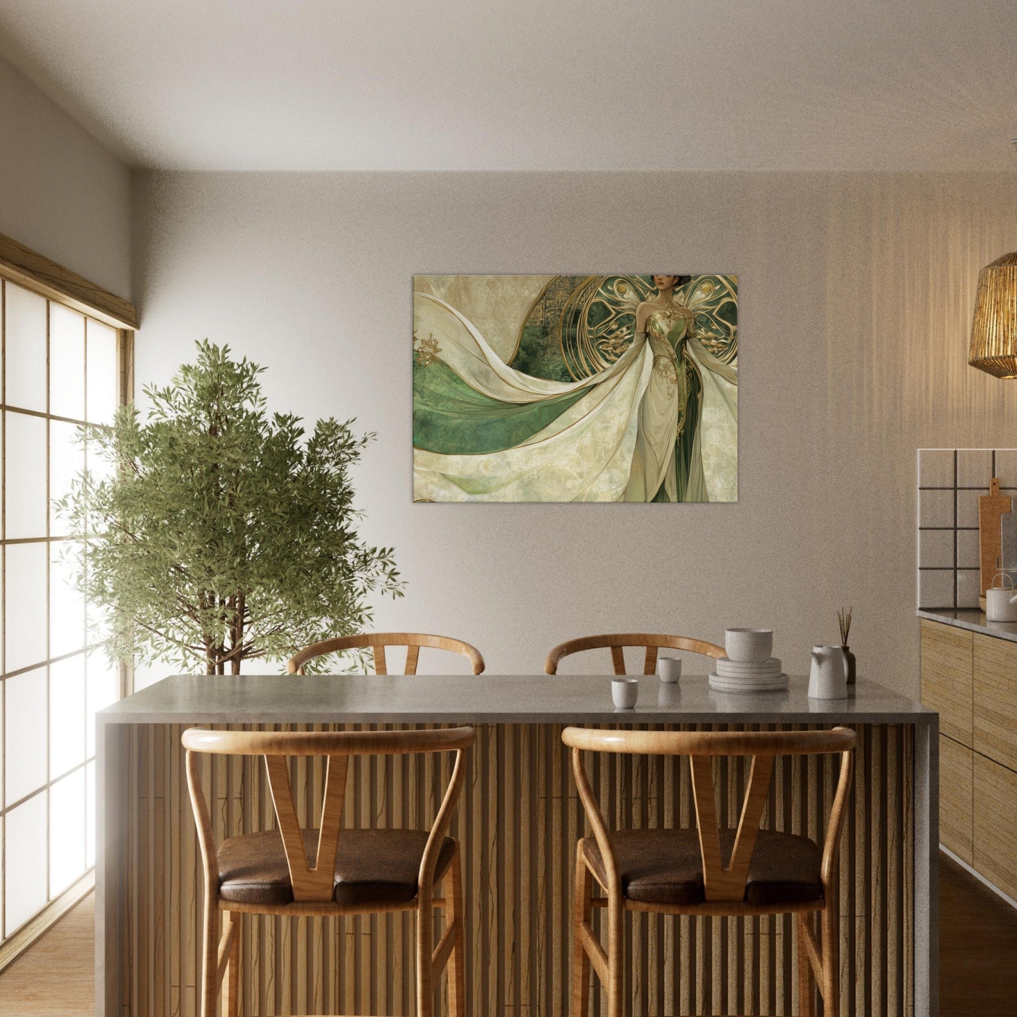 Canvas Landscape - Alien Royalty in Art Nouveau Elegance A portrait 4 - Shop Ai Art WebShop - Digital Art online Store
