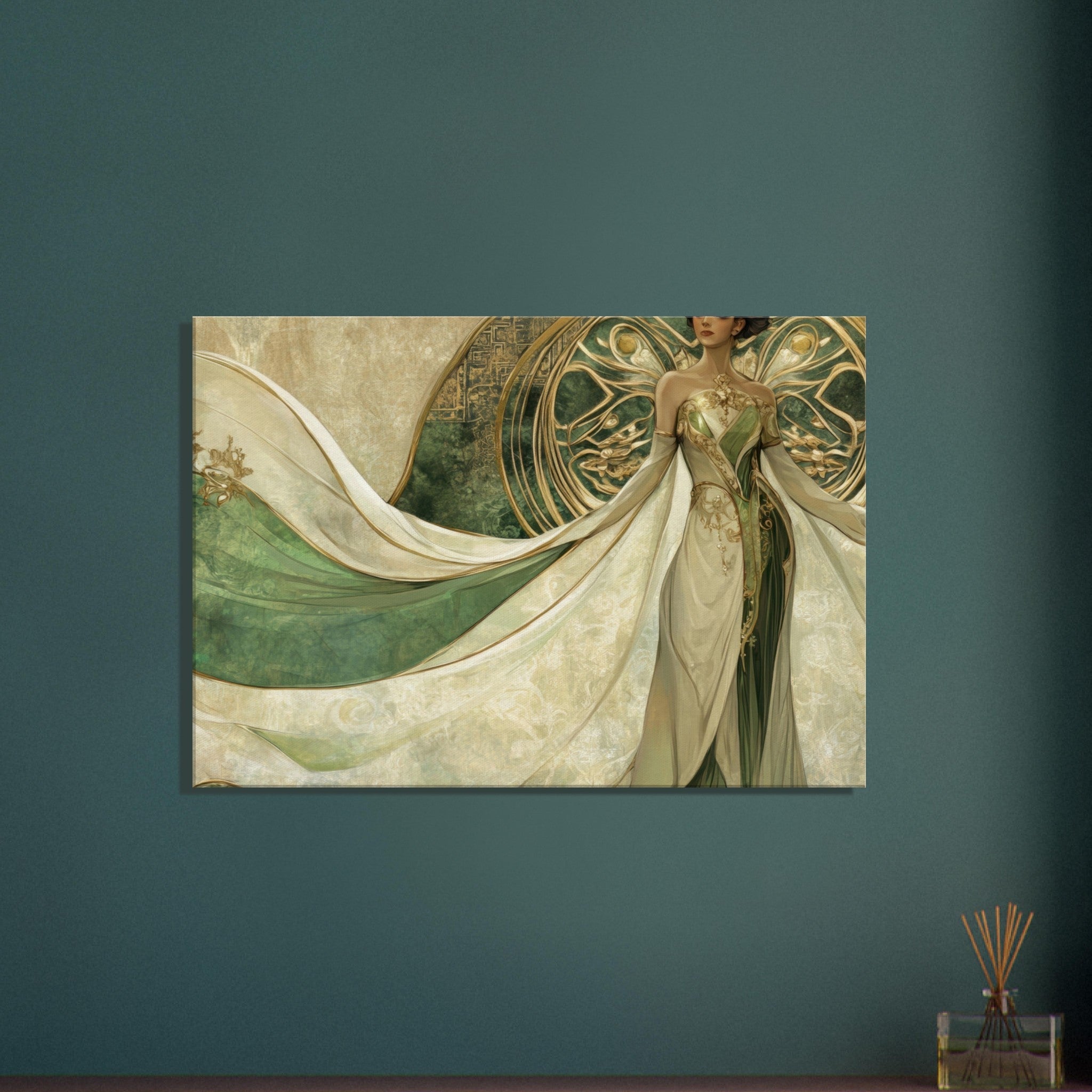 Canvas Landscape - Alien Royalty in Art Nouveau Elegance A portrait 4 - Shop Ai Art WebShop - Digital Art online Store