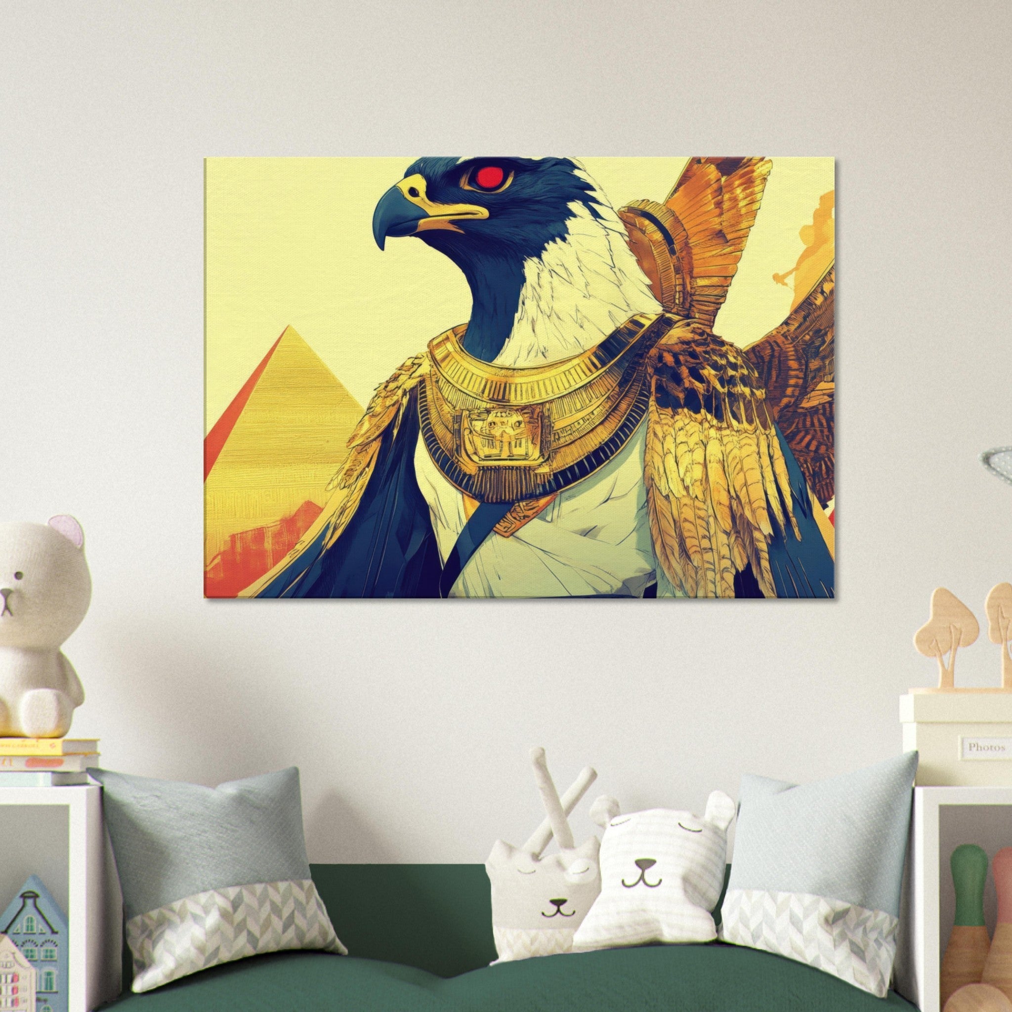 Canvas Landscape - Ancient Egyptian Falcon God Horus A majestic far 3 - Shop Ai Art WebShop - Digital Art online Store