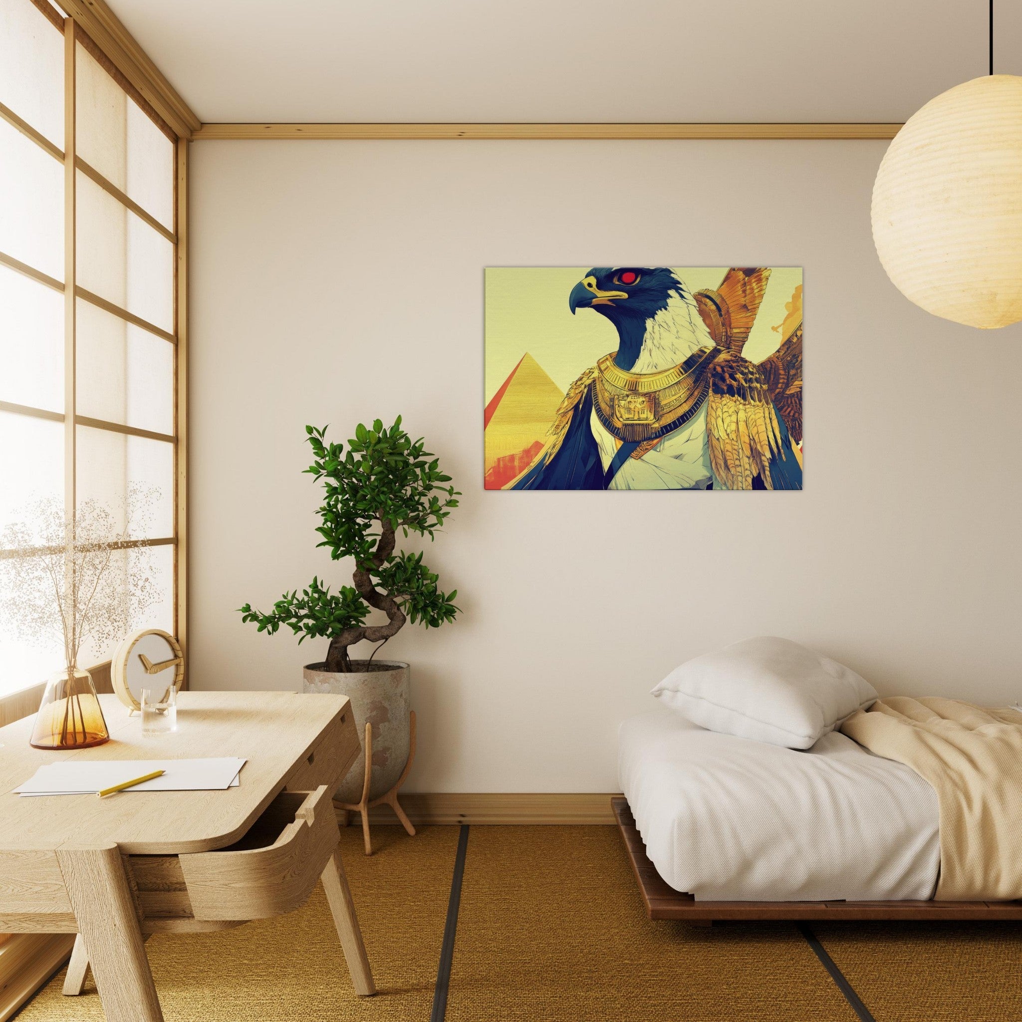 Canvas Landscape - Ancient Egyptian Falcon God Horus A majestic far 3 - Shop Ai Art WebShop - Digital Art online Store