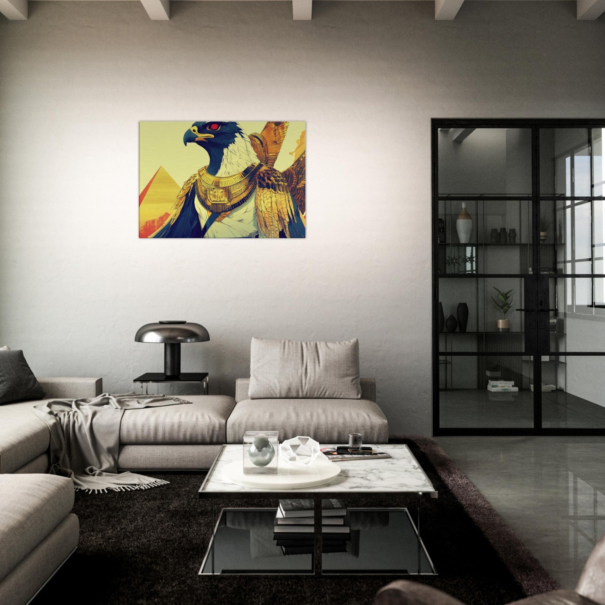 Canvas Landscape - Ancient Egyptian Falcon God Horus A majestic far 3 - Shop Ai Art WebShop - Digital Art online Store