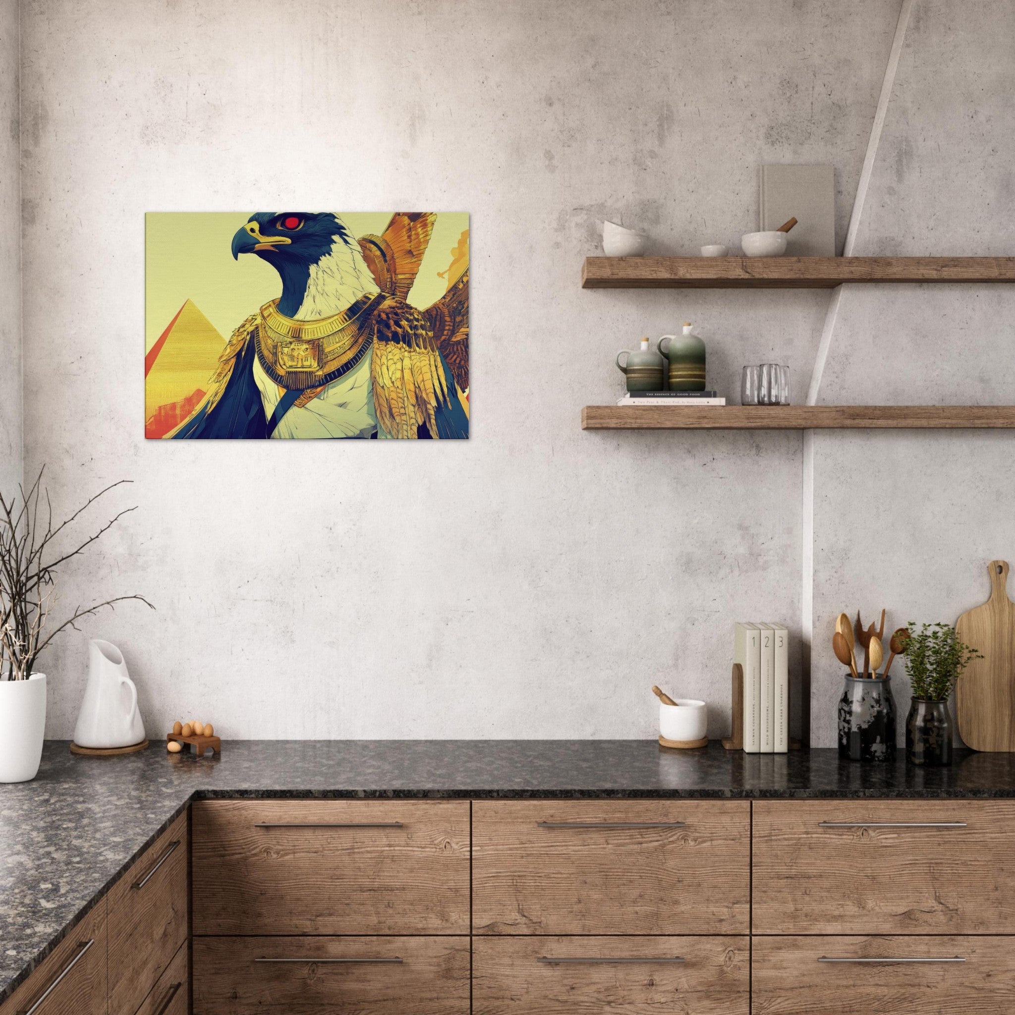 Canvas Landscape - Ancient Egyptian Falcon God Horus A majestic far 3 - Shop Ai Art WebShop - Digital Art online Store