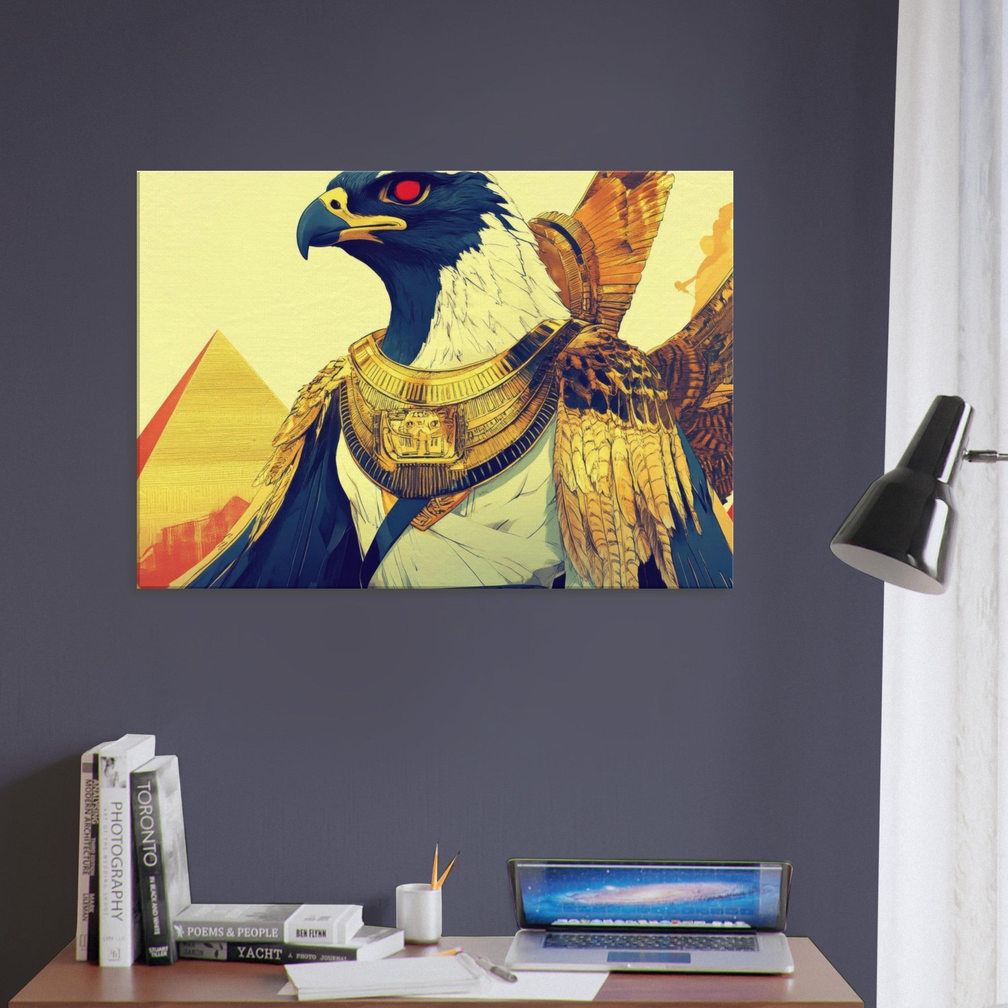 Canvas Landscape - Ancient Egyptian Falcon God Horus A majestic far 3 - Shop Ai Art WebShop - Digital Art online Store