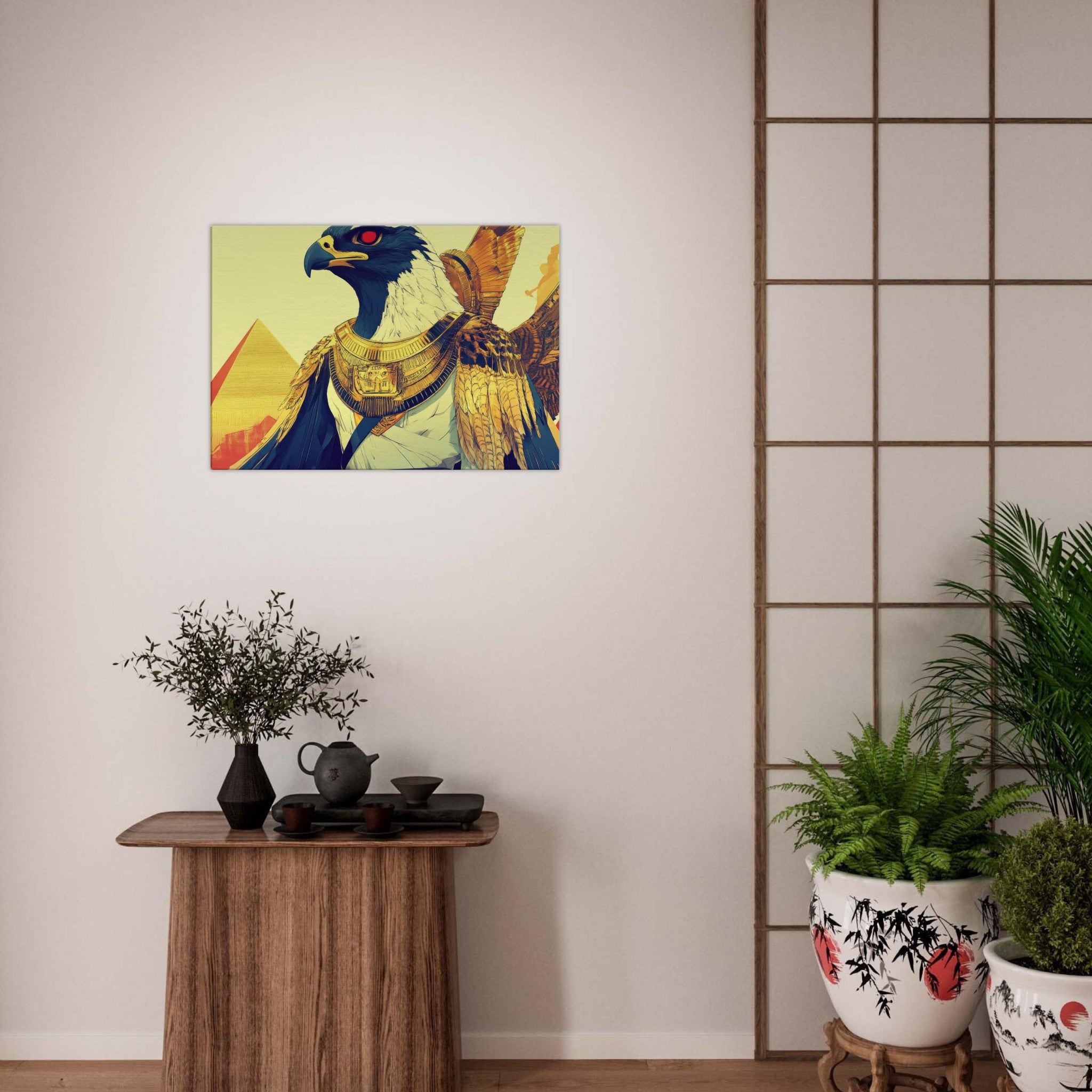 Canvas Landscape - Ancient Egyptian Falcon God Horus A majestic far 3 - Shop Ai Art WebShop - Digital Art online Store