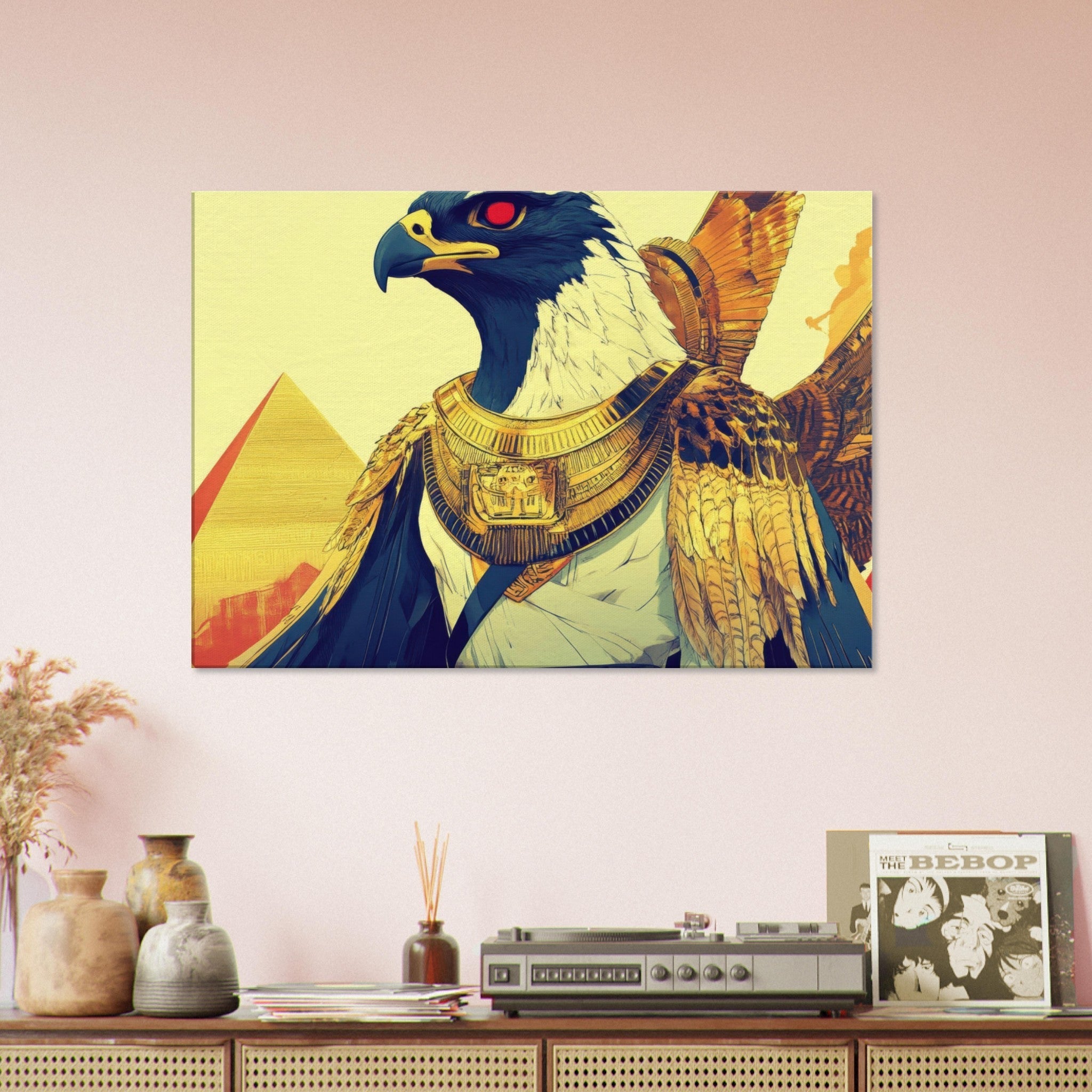Canvas Landscape - Ancient Egyptian Falcon God Horus A majestic far 3 - Shop Ai Art WebShop - Digital Art online Store