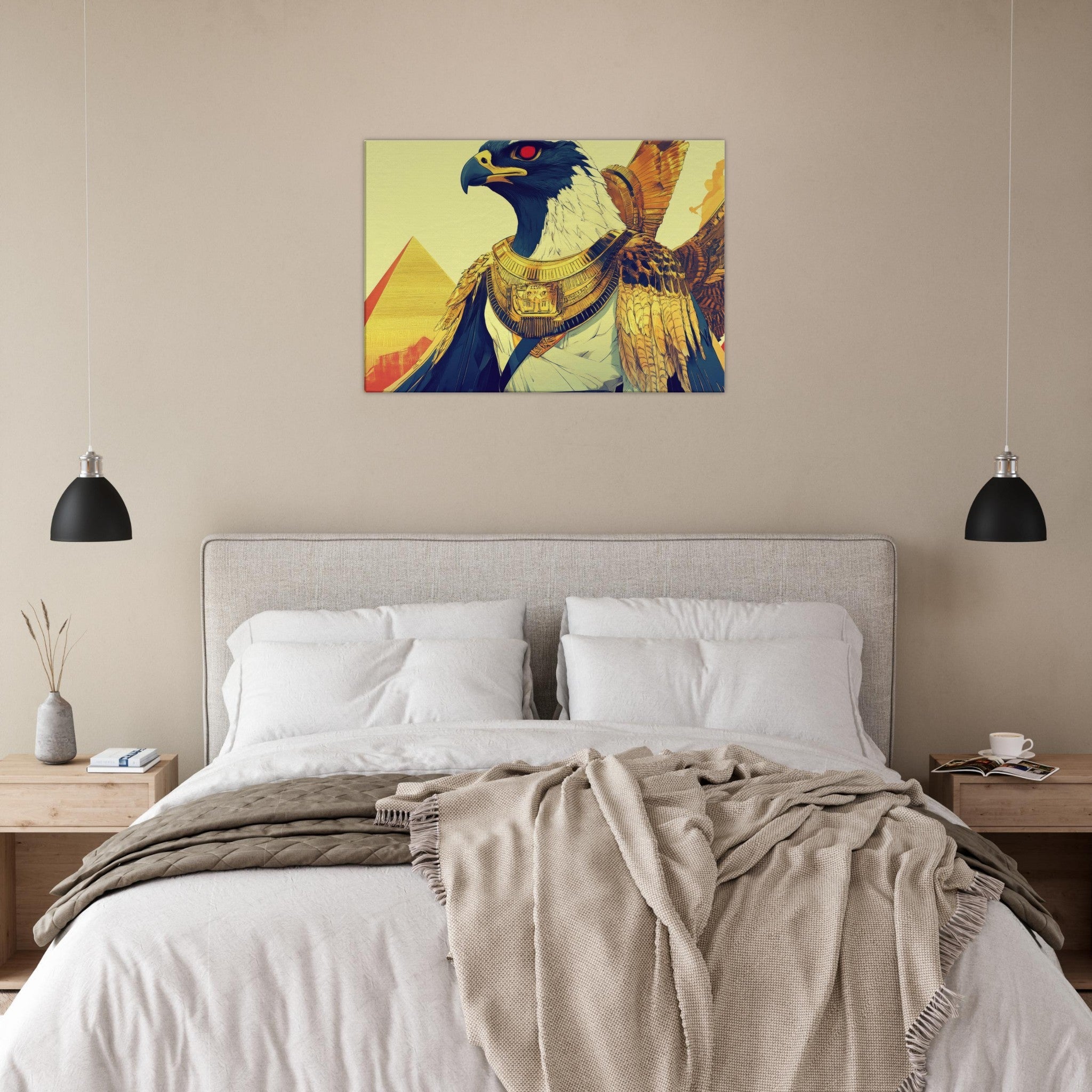 Canvas Landscape - Ancient Egyptian Falcon God Horus A majestic far 3 - Shop Ai Art WebShop - Digital Art online Store