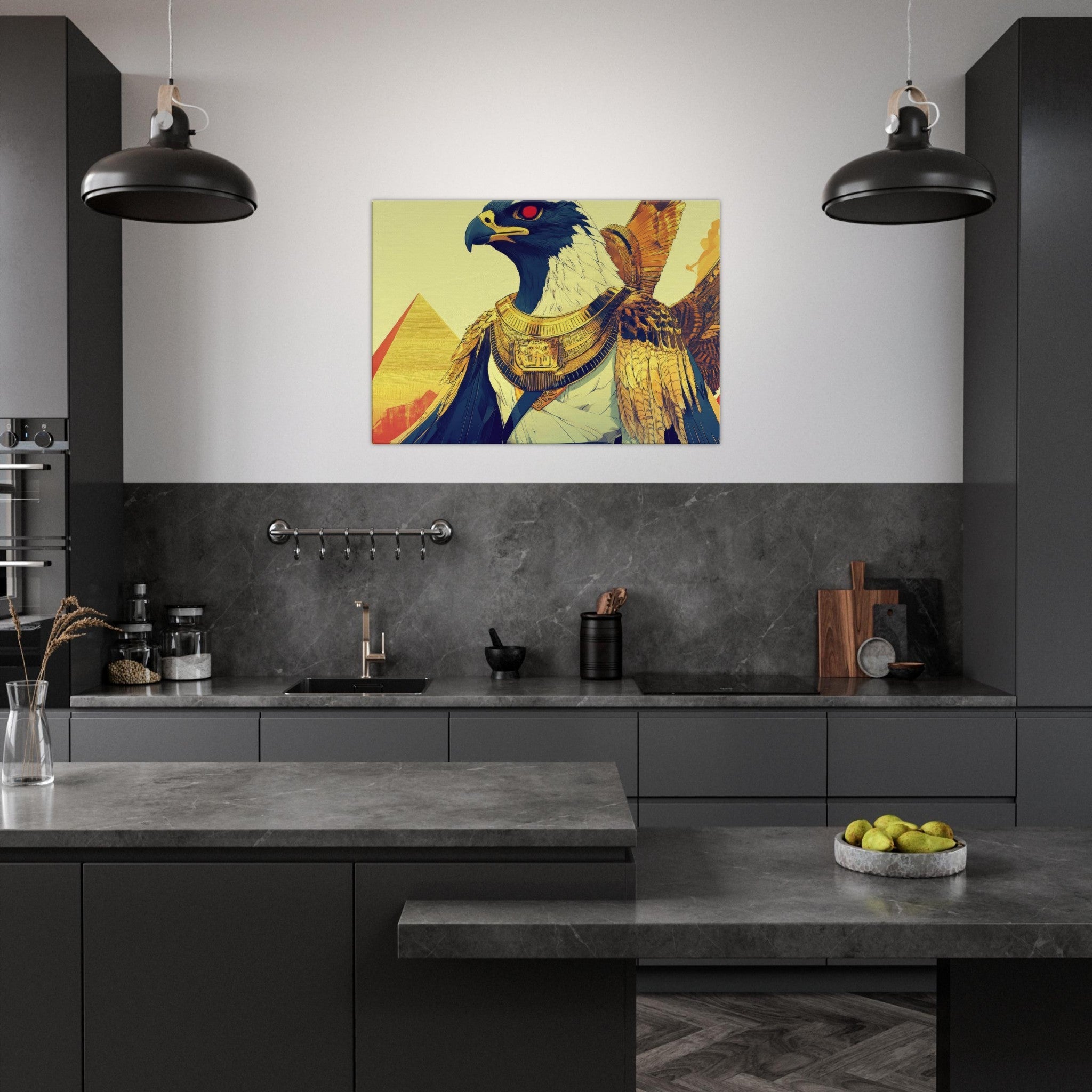 Canvas Landscape - Ancient Egyptian Falcon God Horus A majestic far 3 - Shop Ai Art WebShop - Digital Art online Store