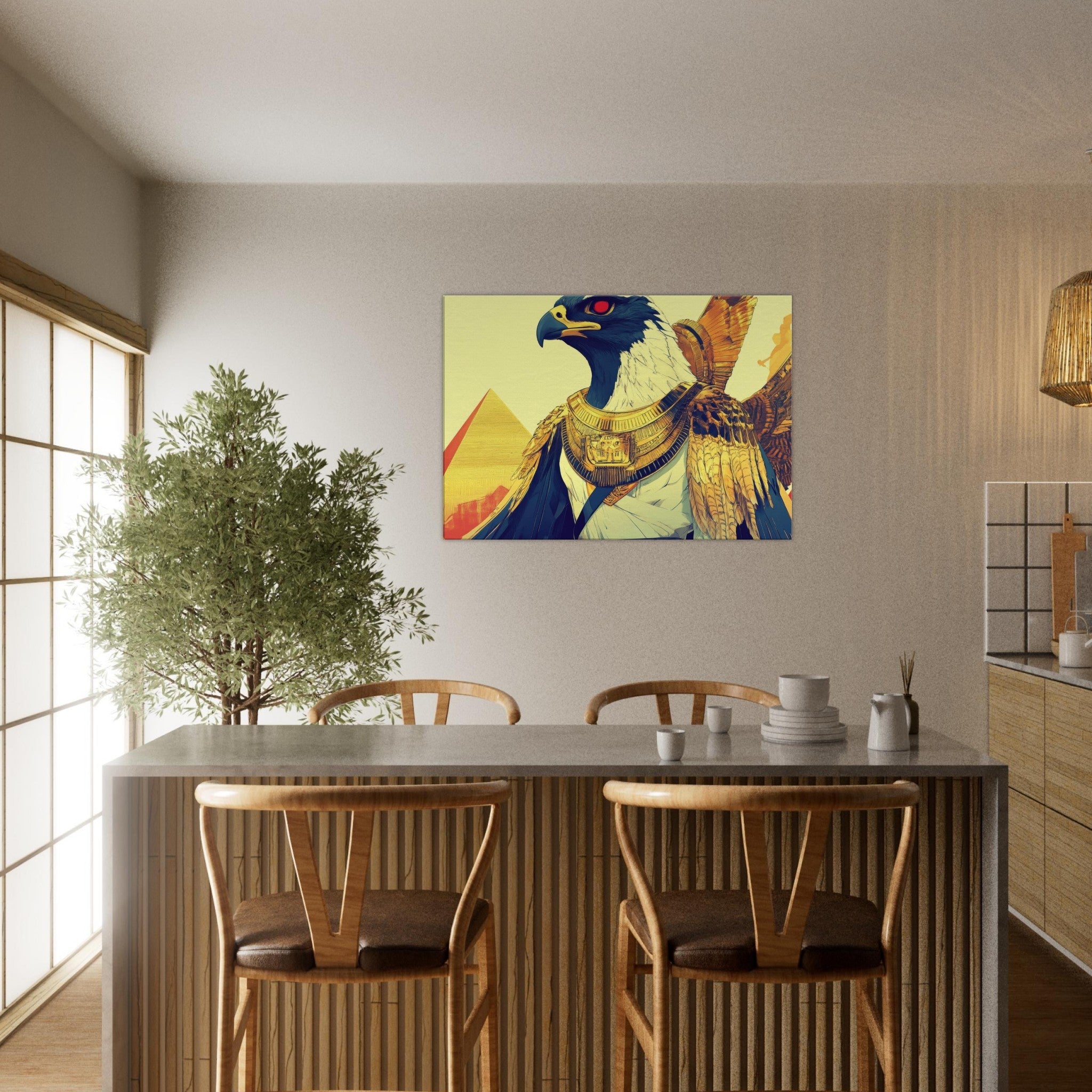 Canvas Landscape - Ancient Egyptian Falcon God Horus A majestic far 3 - Shop Ai Art WebShop - Digital Art online Store