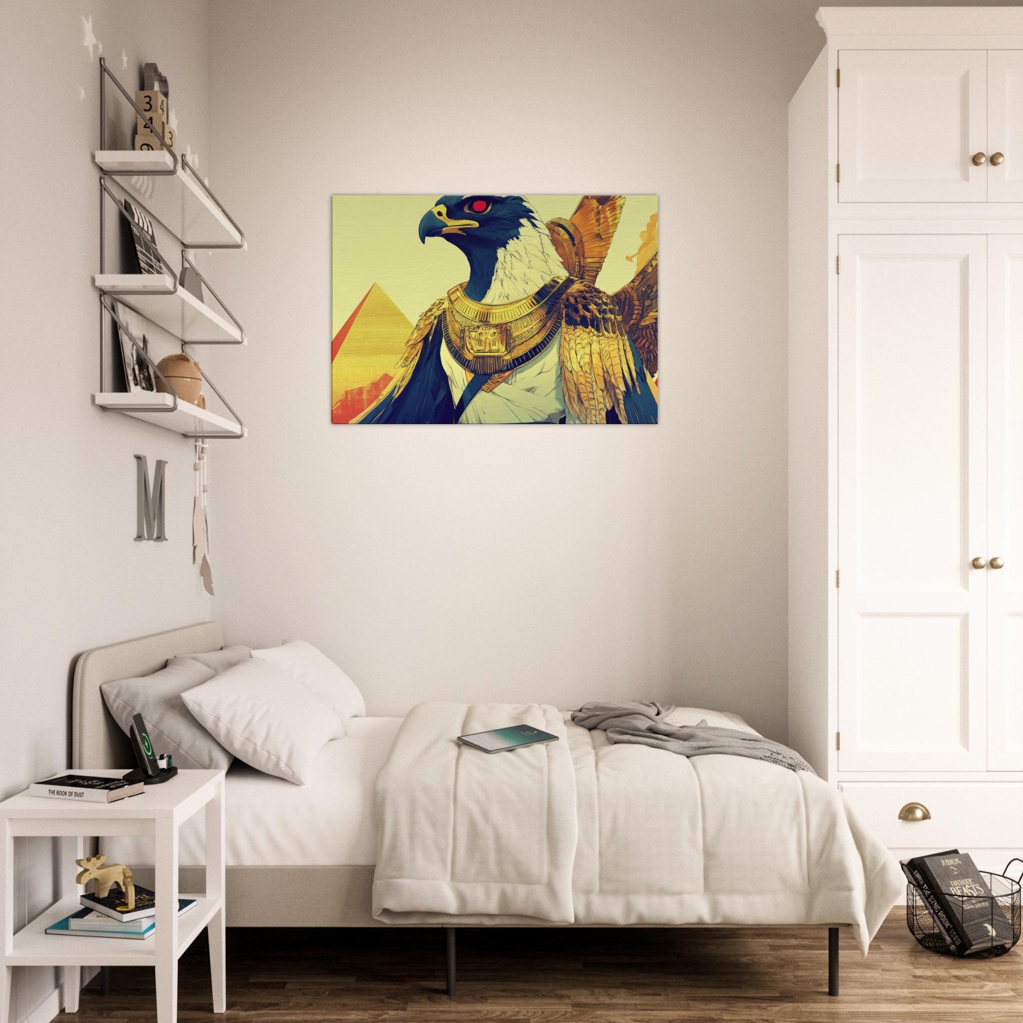 Canvas Landscape - Ancient Egyptian Falcon God Horus A majestic far 3 - Shop Ai Art WebShop - Digital Art online Store