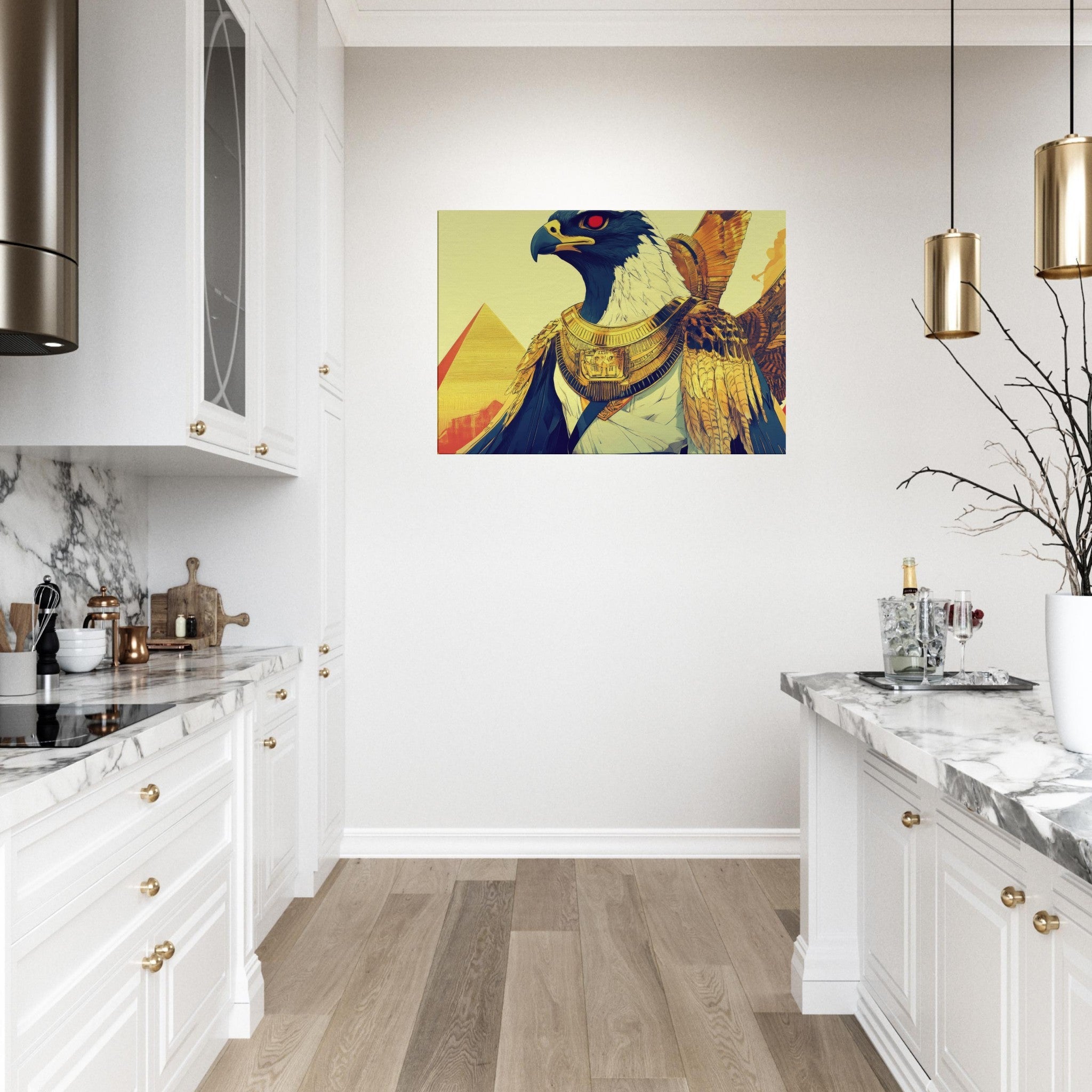 Canvas Landscape - Ancient Egyptian Falcon God Horus A majestic far 3 - Shop Ai Art WebShop - Digital Art online Store