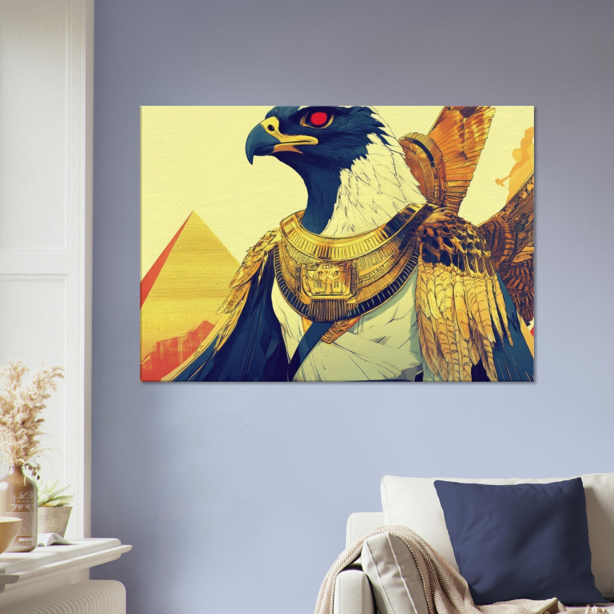 Canvas Landscape - Ancient Egyptian Falcon God Horus A majestic far 3 - Shop Ai Art WebShop - Digital Art online Store