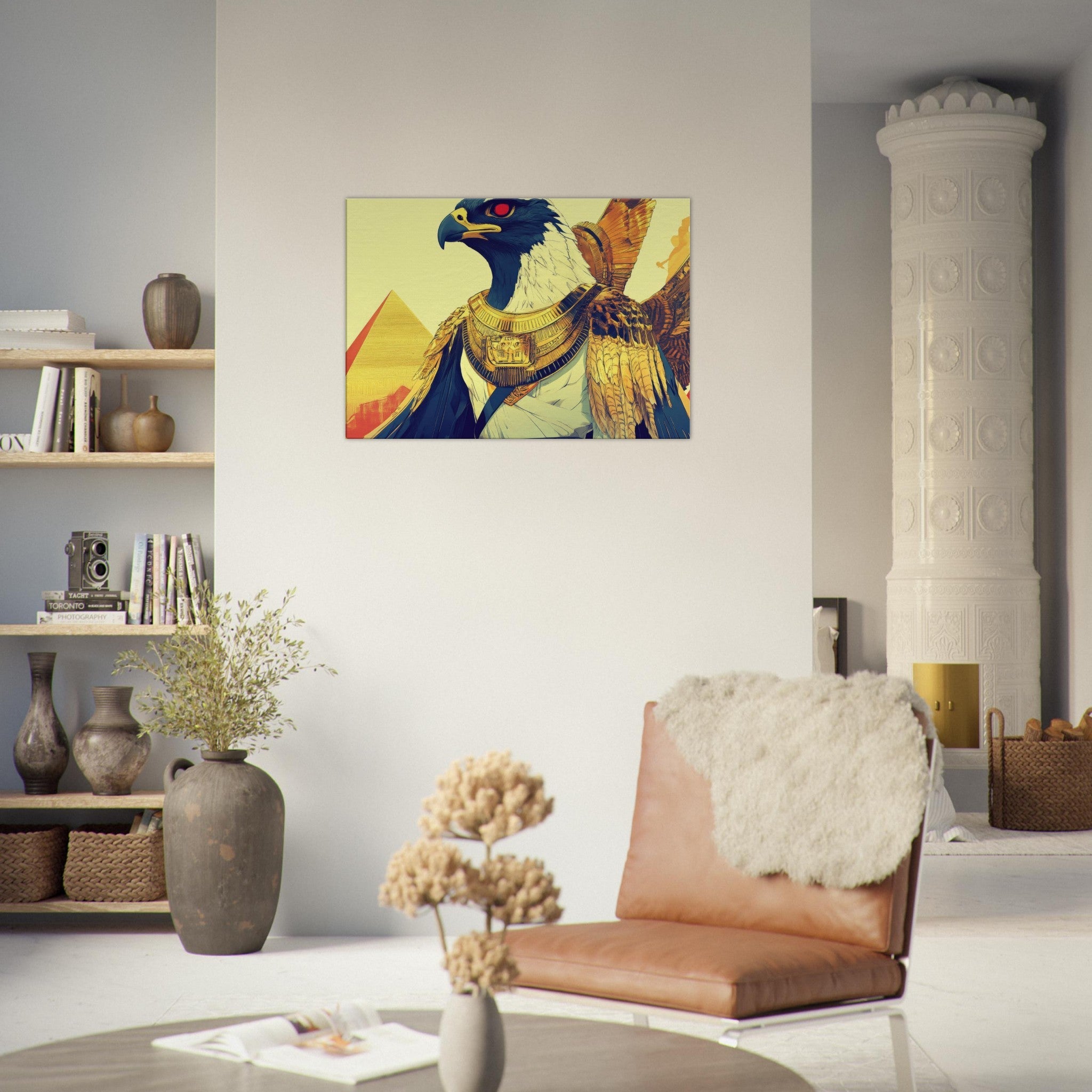 Canvas Landscape - Ancient Egyptian Falcon God Horus A majestic far 3 - Shop Ai Art WebShop - Digital Art online Store