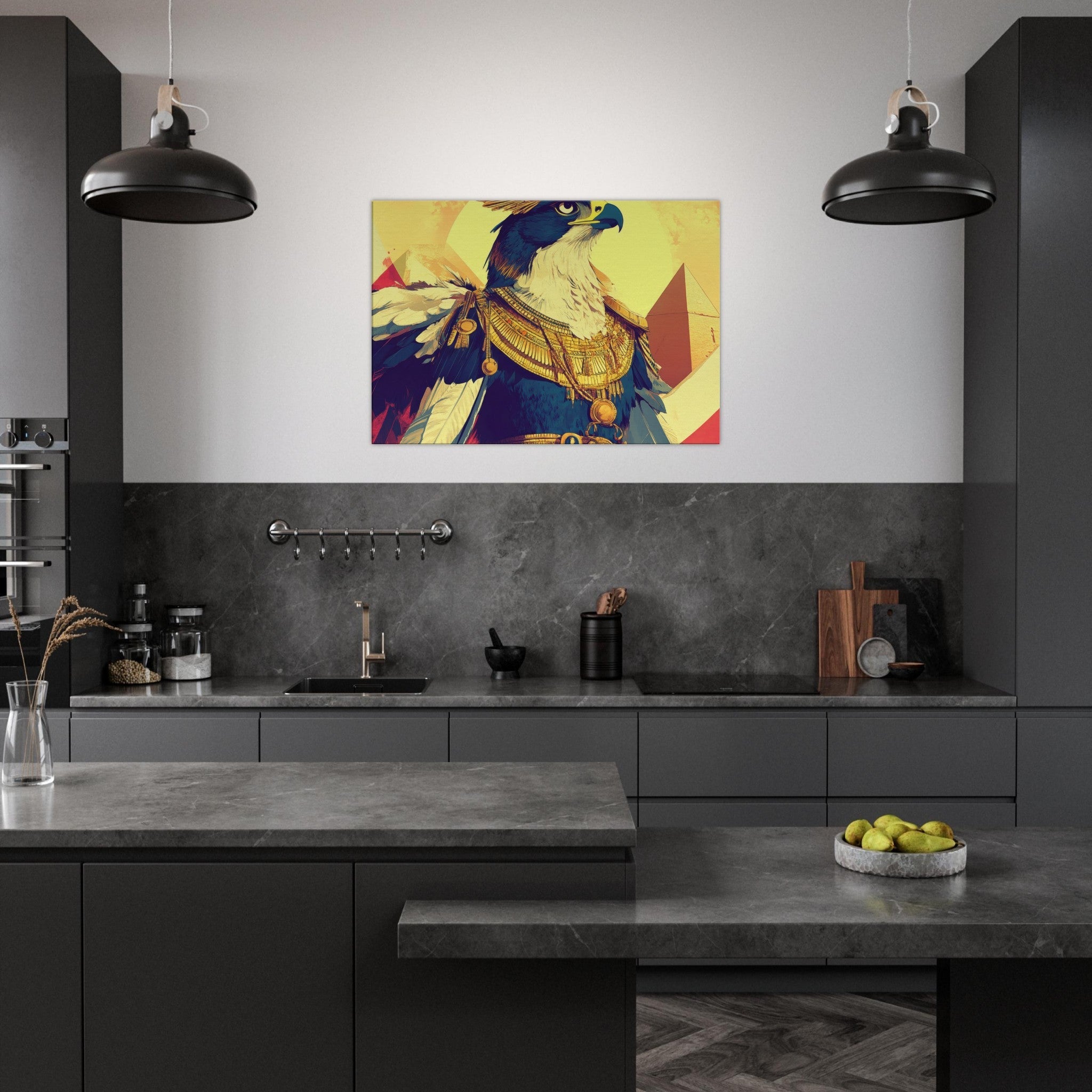 Canvas Landscape - Ancient Egyptian Falcon God Horus A majestic far 5 - Shop Ai Art WebShop - Digital Art online Store