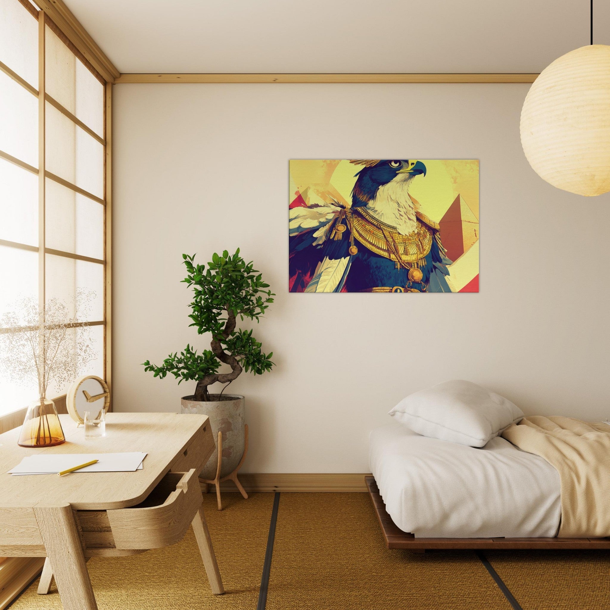 Canvas Landscape - Ancient Egyptian Falcon God Horus A majestic far 5 - Shop Ai Art WebShop - Digital Art online Store