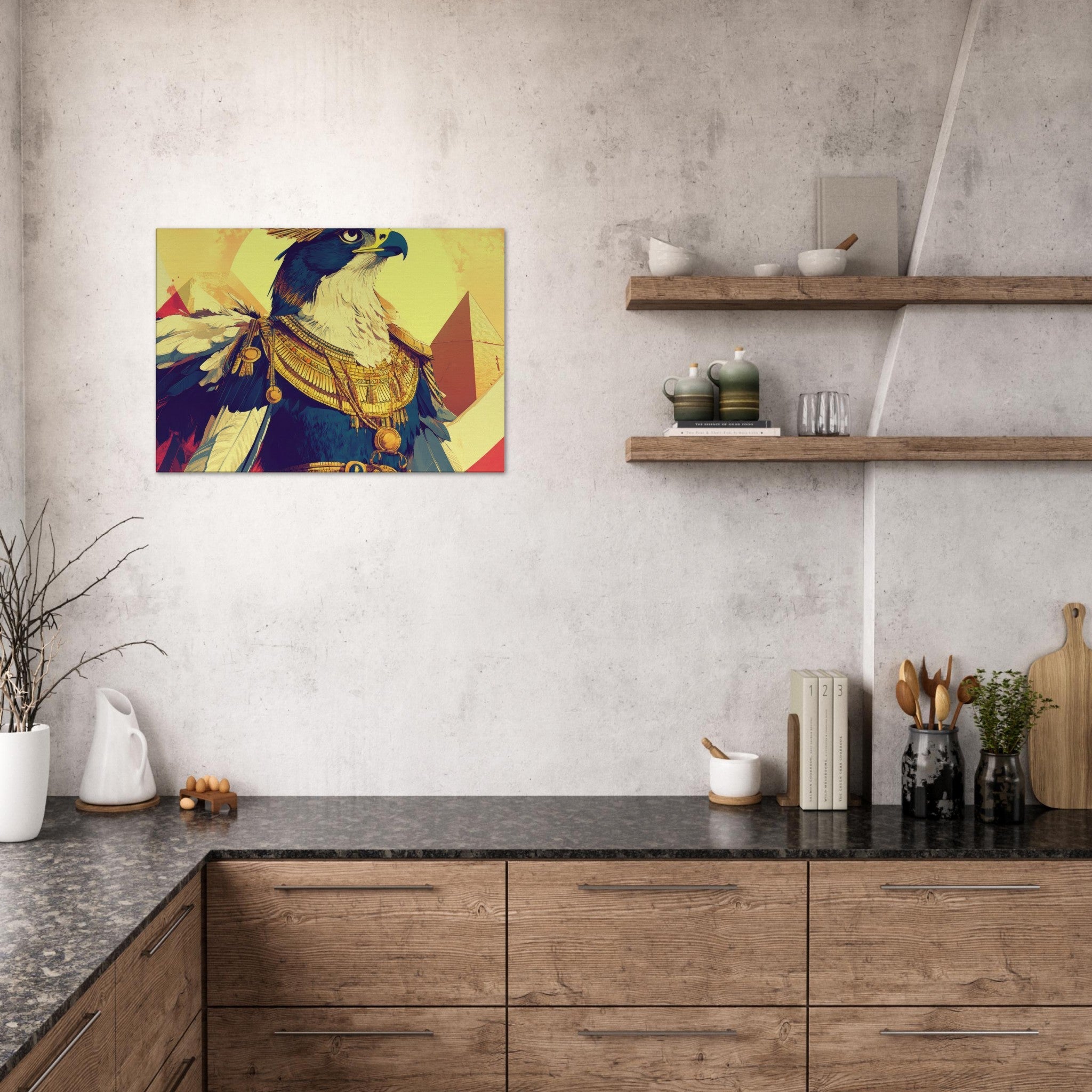 Canvas Landscape - Ancient Egyptian Falcon God Horus A majestic far 5 - Shop Ai Art WebShop - Digital Art online Store