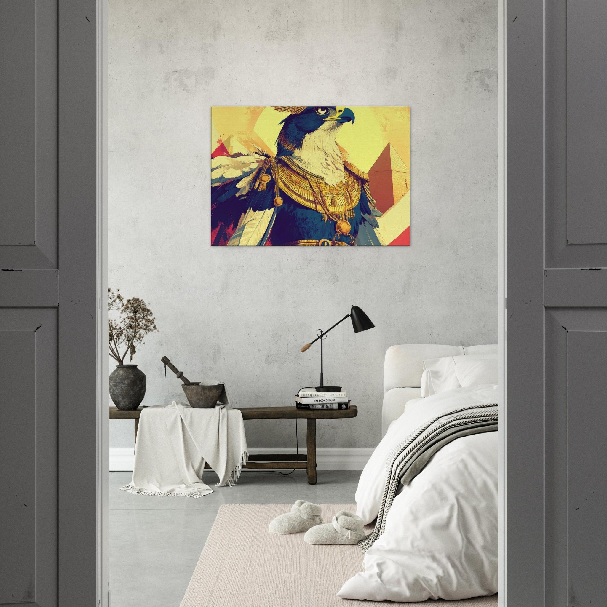 Canvas Landscape - Ancient Egyptian Falcon God Horus A majestic far 5 - Shop Ai Art WebShop - Digital Art online Store