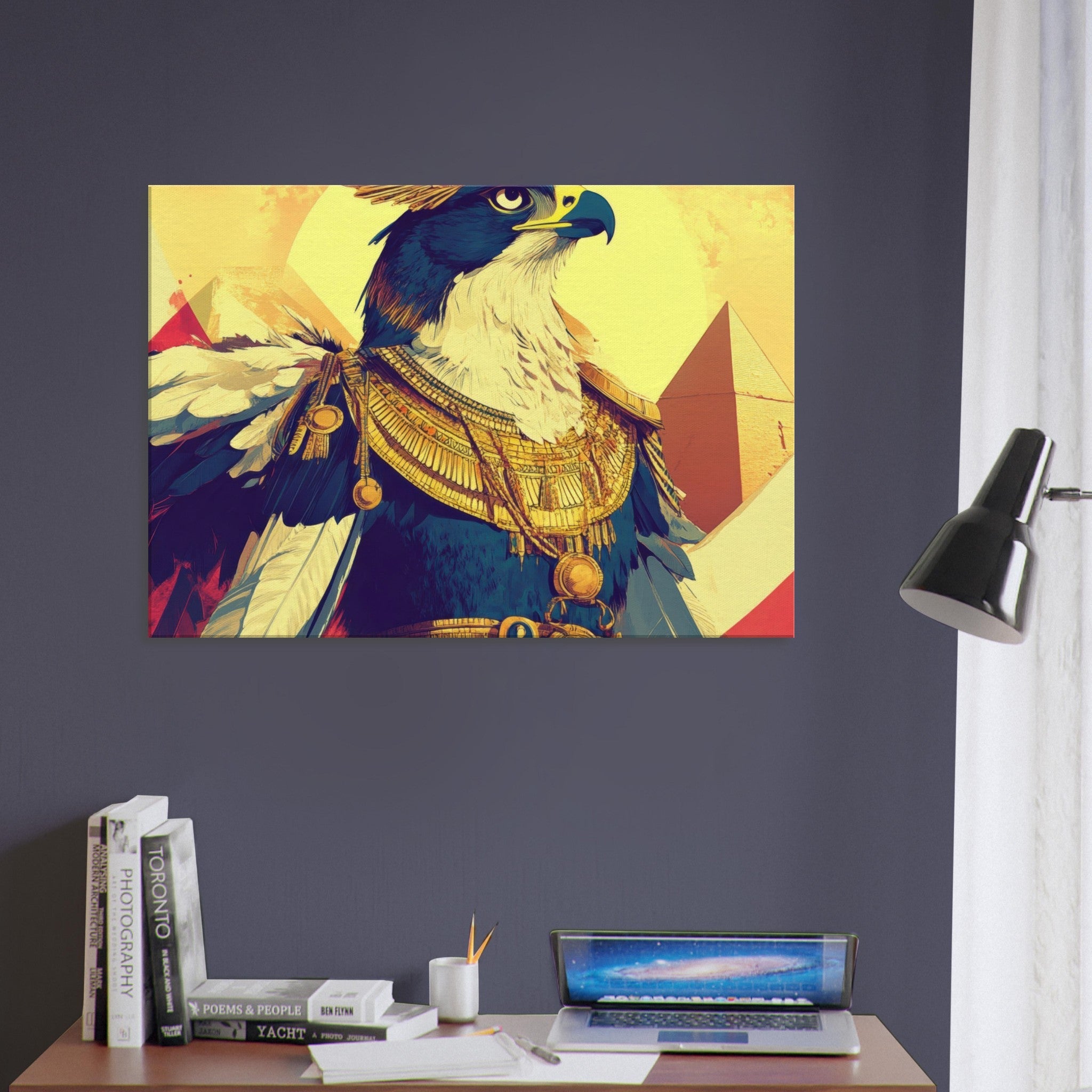 Canvas Landscape - Ancient Egyptian Falcon God Horus A majestic far 5 - Shop Ai Art WebShop - Digital Art online Store