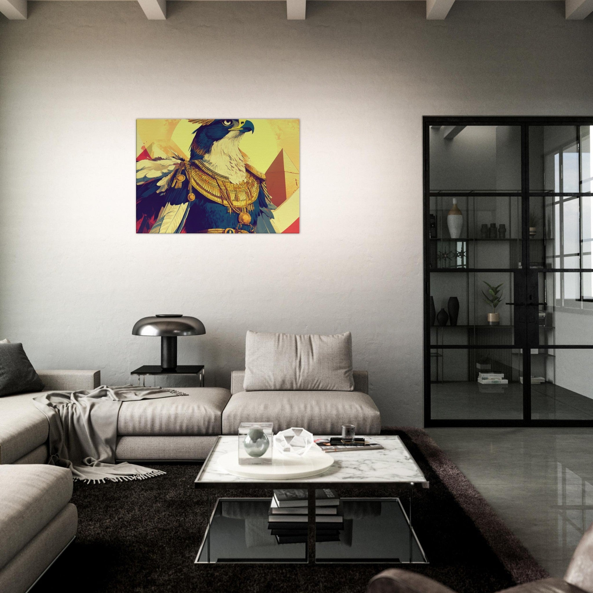 Canvas Landscape - Ancient Egyptian Falcon God Horus A majestic far 5 - Shop Ai Art WebShop - Digital Art online Store