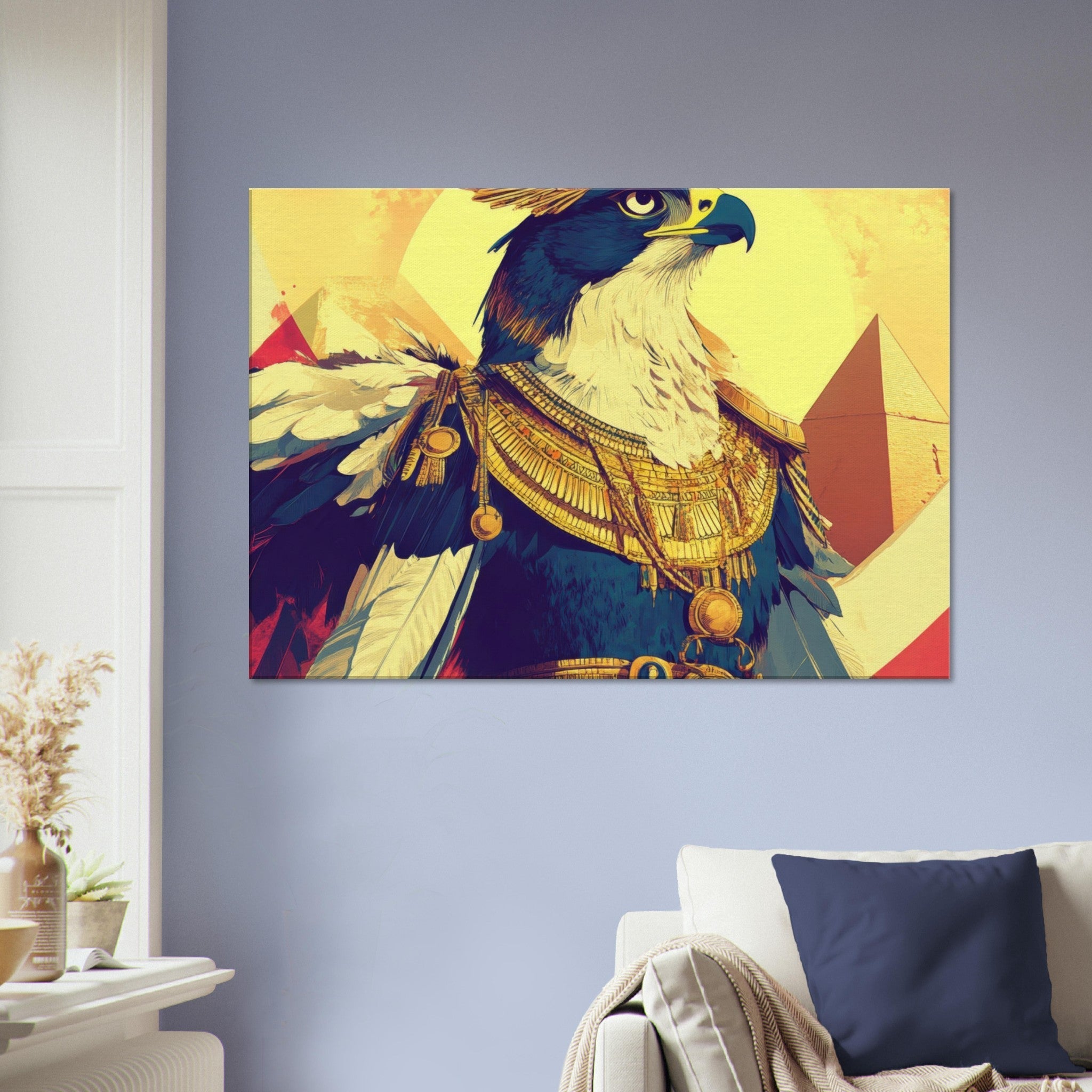 Canvas Landscape - Ancient Egyptian Falcon God Horus A majestic far 5 - Shop Ai Art WebShop - Digital Art online Store