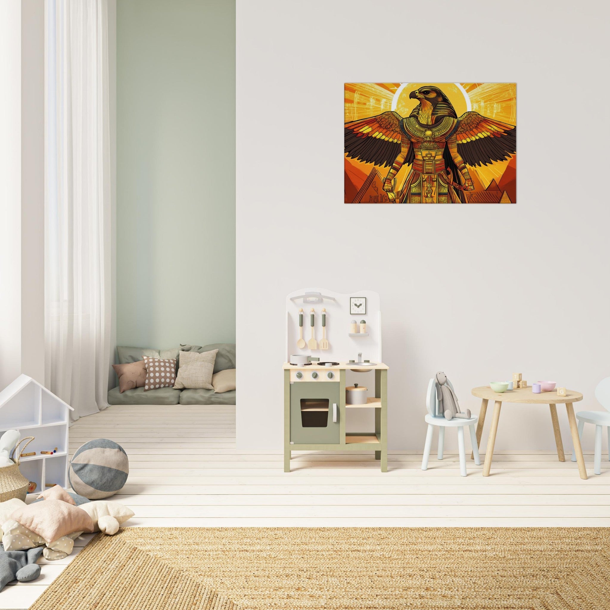 Canvas Landscape - Ancient Egyptian Falcon God Horus A majestic far 7 - Shop Ai Art WebShop - Digital Art online Store