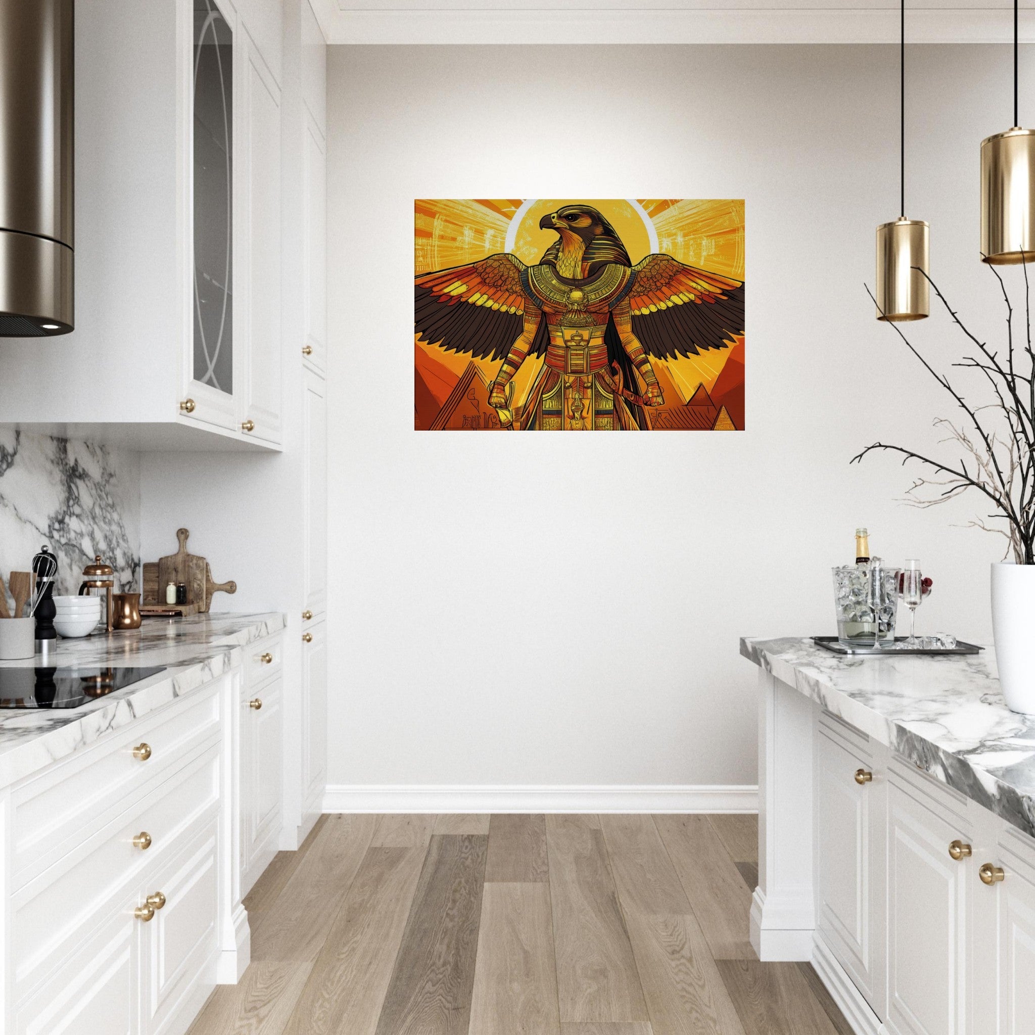 Canvas Landscape - Ancient Egyptian Falcon God Horus A majestic far 7 - Shop Ai Art WebShop - Digital Art online Store