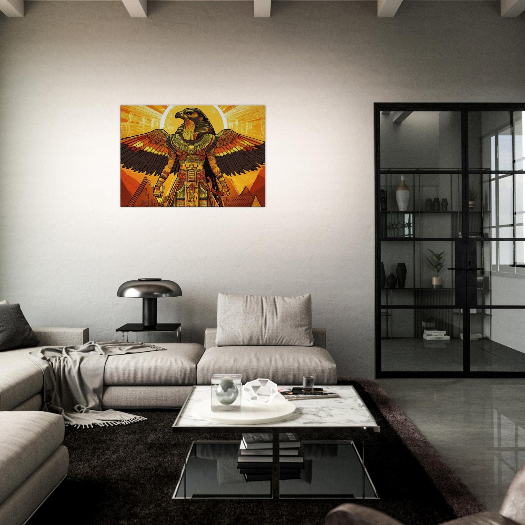 Canvas Landscape - Ancient Egyptian Falcon God Horus A majestic far 7 - Shop Ai Art WebShop - Digital Art online Store