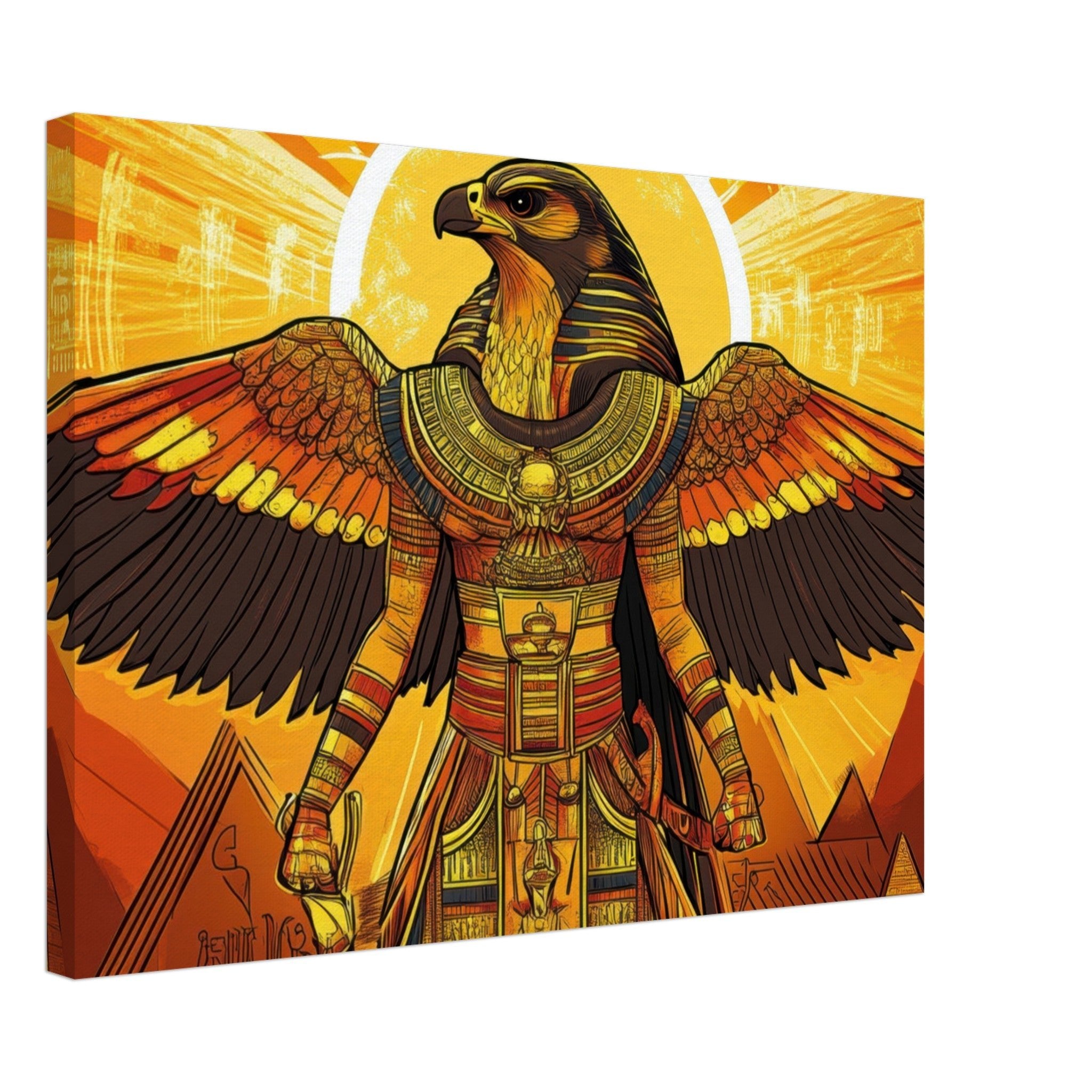 Canvas Landscape - Ancient Egyptian Falcon God Horus A majestic far 7 - Shop Ai Art WebShop - Digital Art online Store