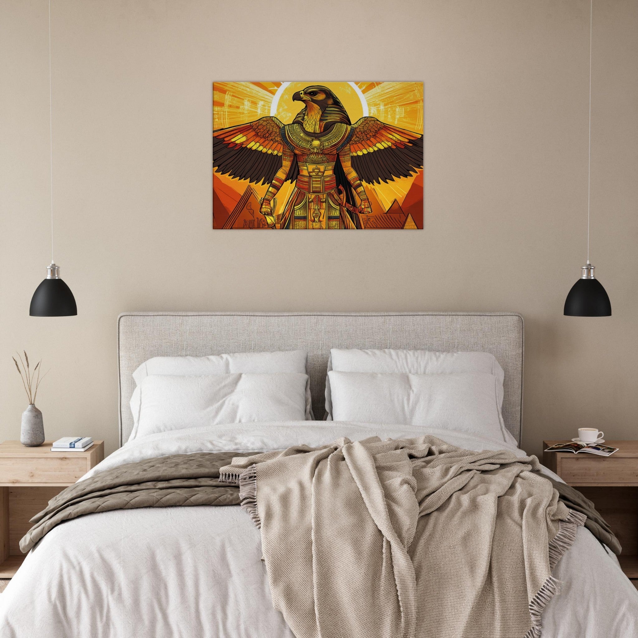 Canvas Landscape - Ancient Egyptian Falcon God Horus A majestic far 7 - Shop Ai Art WebShop - Digital Art online Store