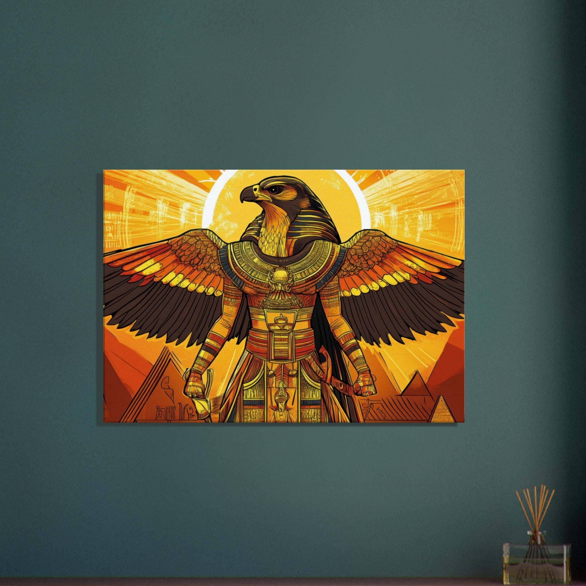 Canvas Landscape - Ancient Egyptian Falcon God Horus A majestic far 7 - Shop Ai Art WebShop - Digital Art online Store