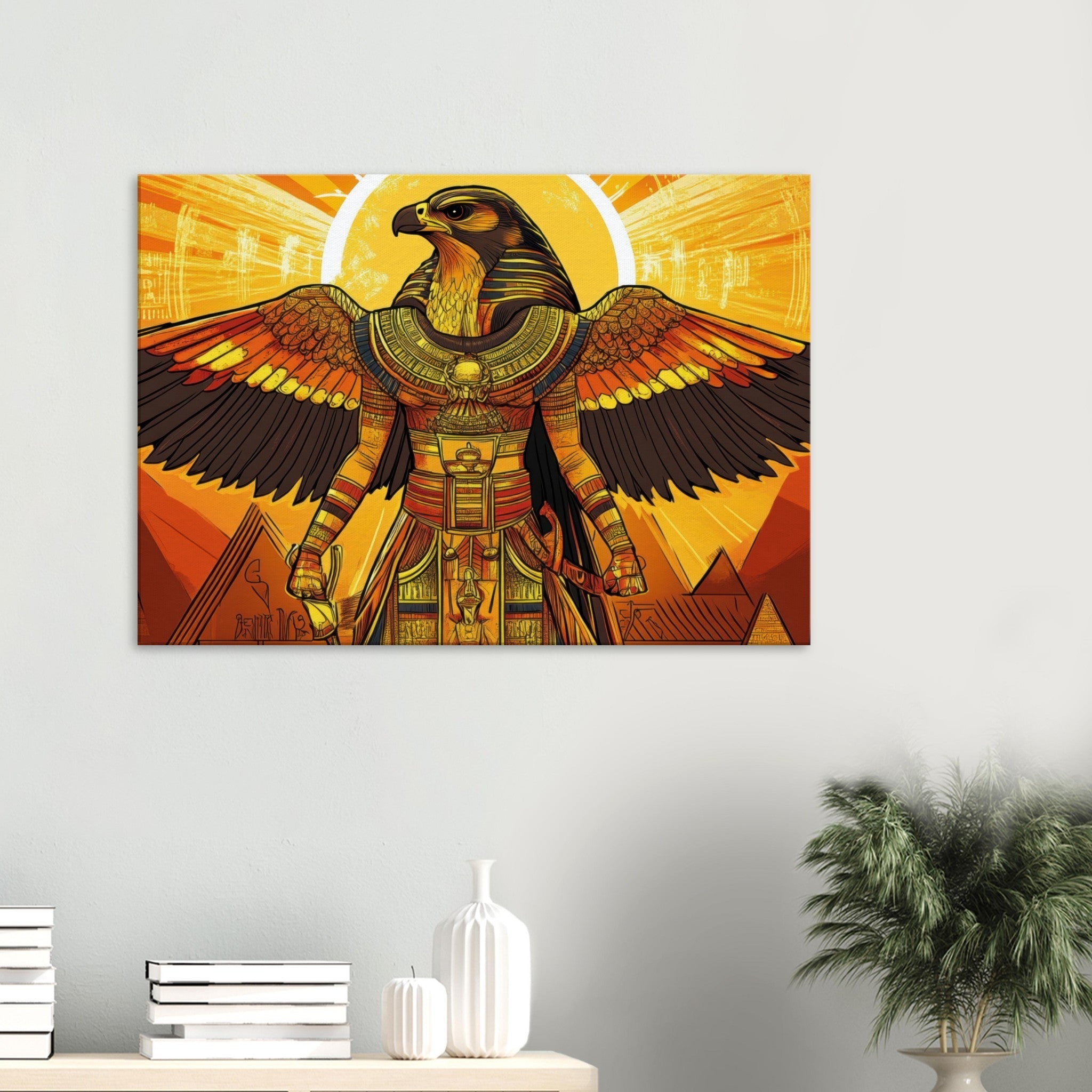 Canvas Landscape - Ancient Egyptian Falcon God Horus A majestic far 7 - Shop Ai Art WebShop - Digital Art online Store