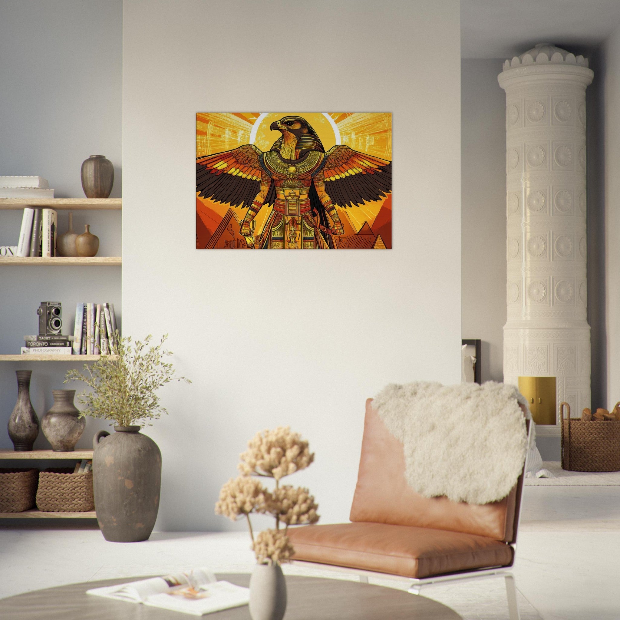 Canvas Landscape - Ancient Egyptian Falcon God Horus A majestic far 7 - Shop Ai Art WebShop - Digital Art online Store