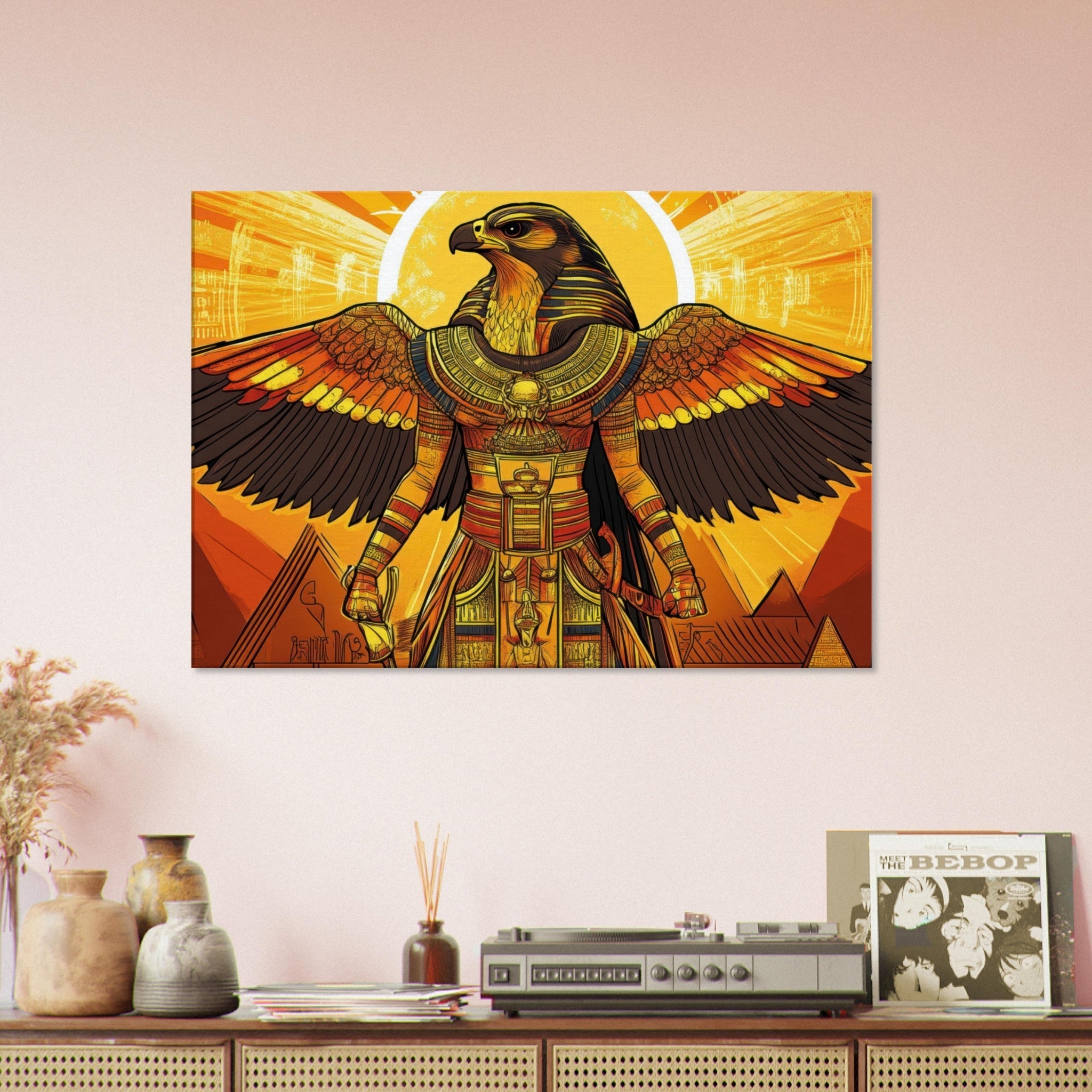 Canvas Landscape - Ancient Egyptian Falcon God Horus A majestic far 7 - Shop Ai Art WebShop - Digital Art online Store