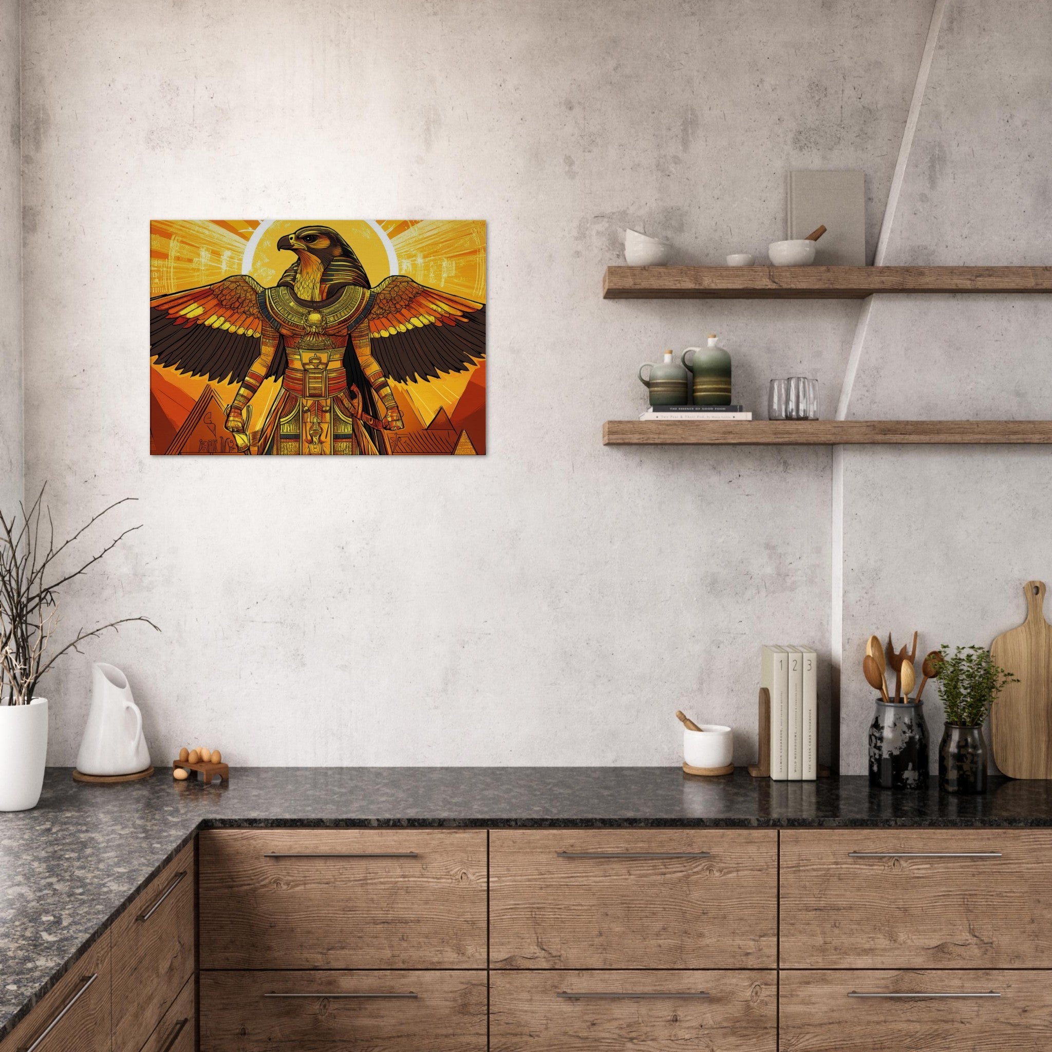 Canvas Landscape - Ancient Egyptian Falcon God Horus A majestic far 7 - Shop Ai Art WebShop - Digital Art online Store